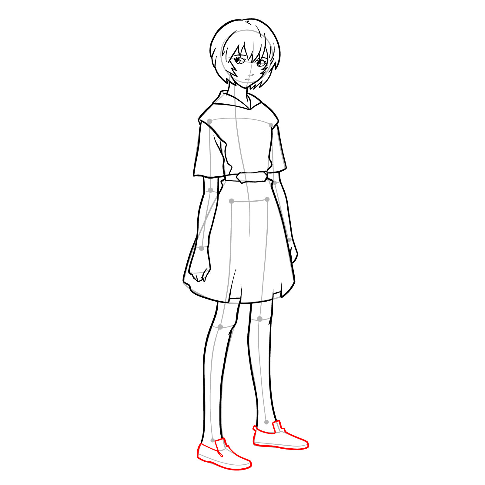 How to draw Rei Ayanami in her school uniform (rebuild) - step 26