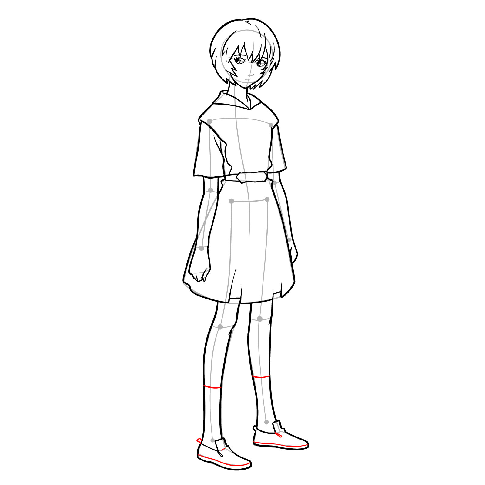 How to draw Rei Ayanami in her school uniform (rebuild) - step 27