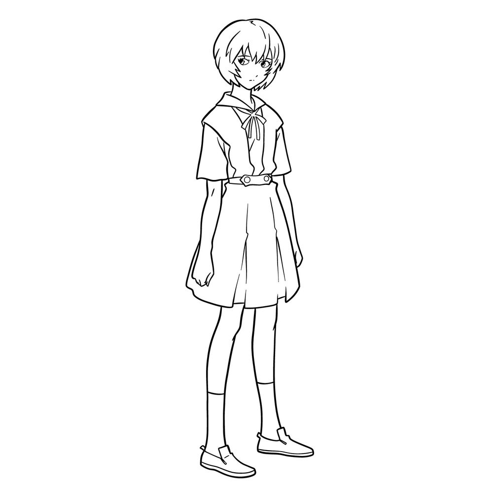 How to draw Rei Ayanami in her school uniform