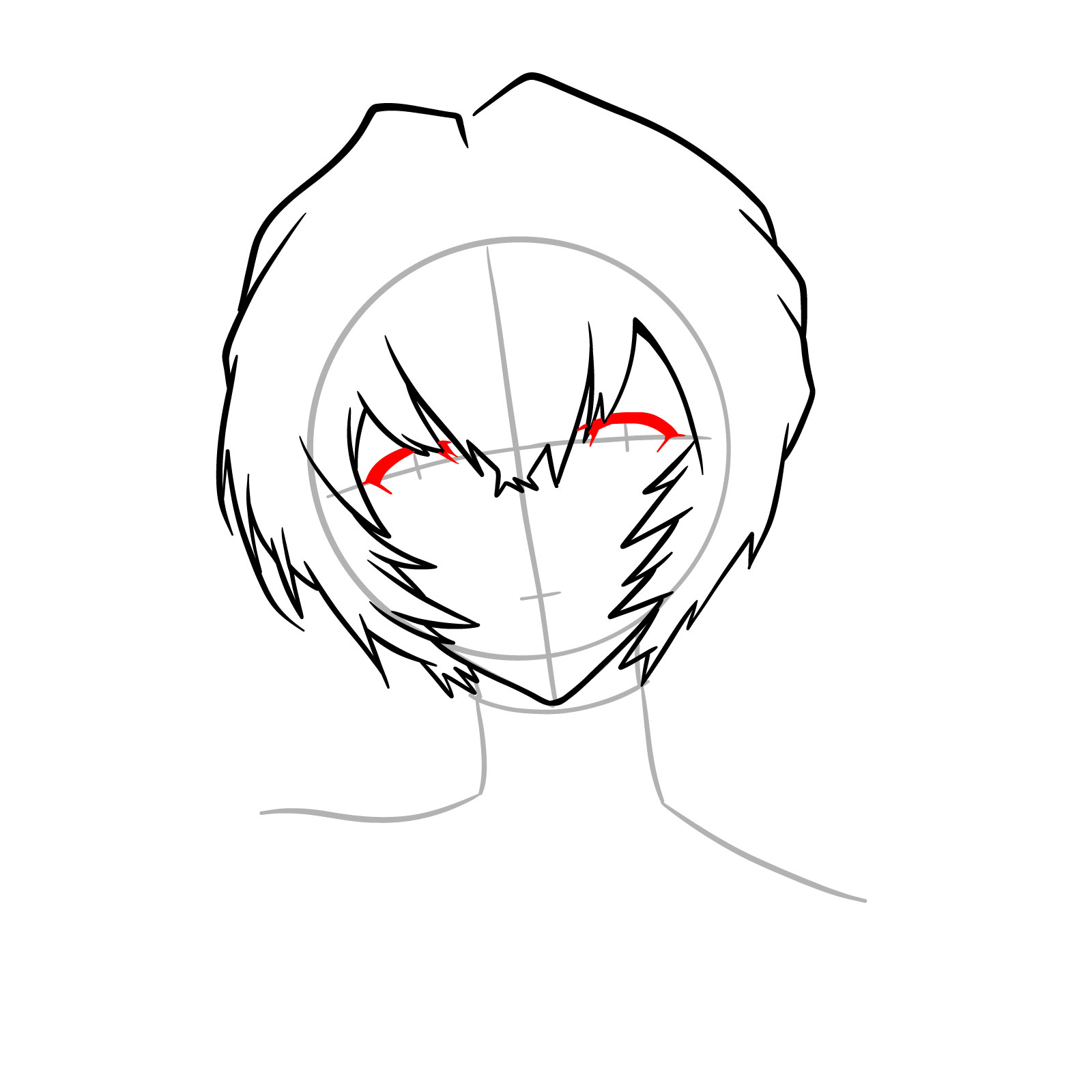 How to draw Rei Ayanami's face - Evangelion - step 09