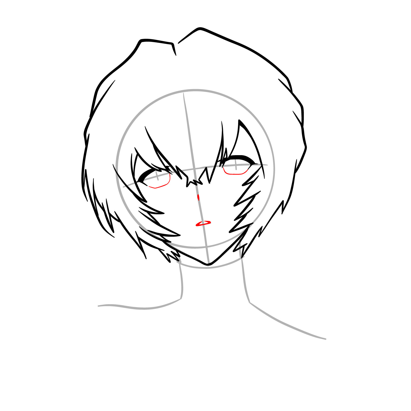 How to draw Rei Ayanami's face - Evangelion - step 10