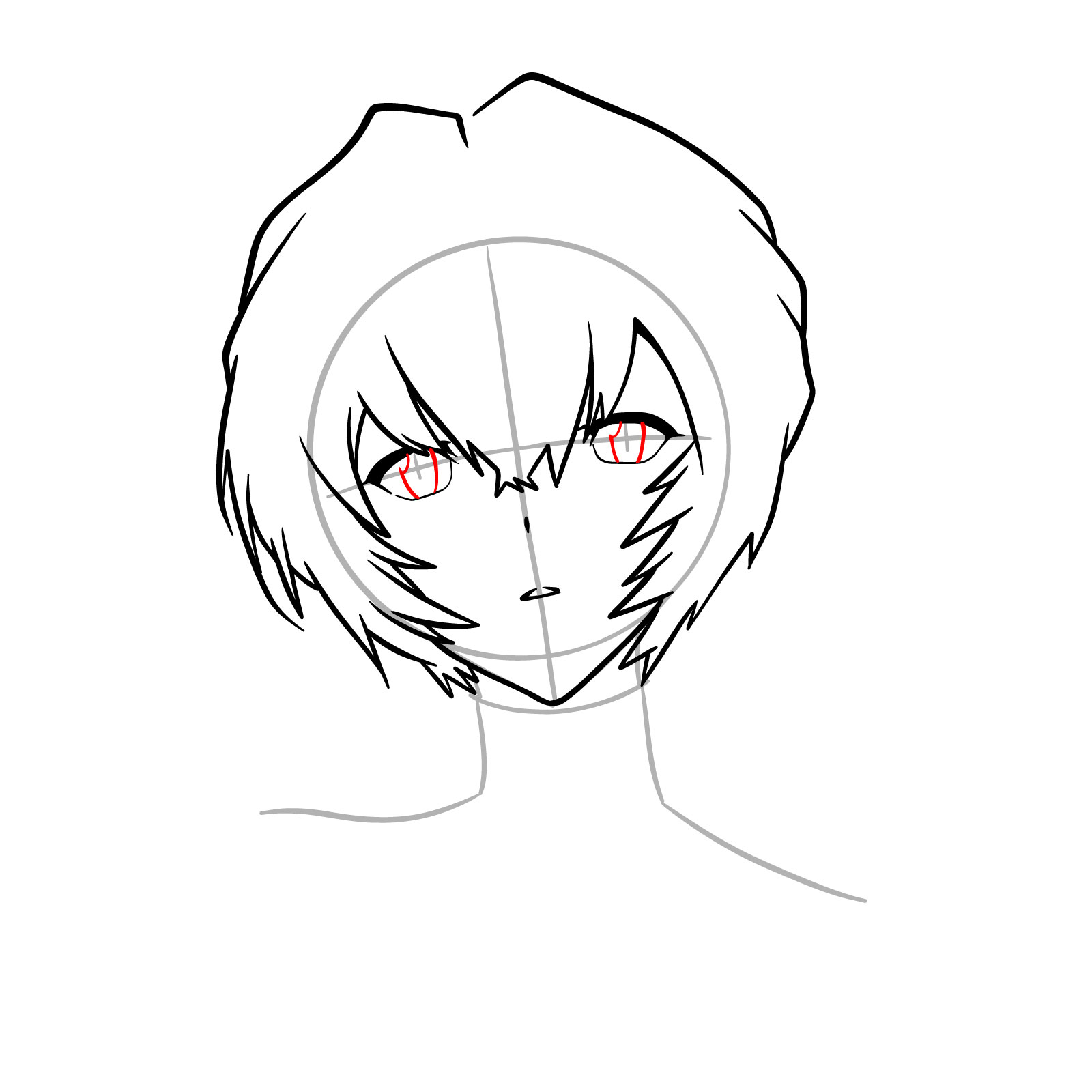 How to draw Rei Ayanami's face - Evangelion - step 11
