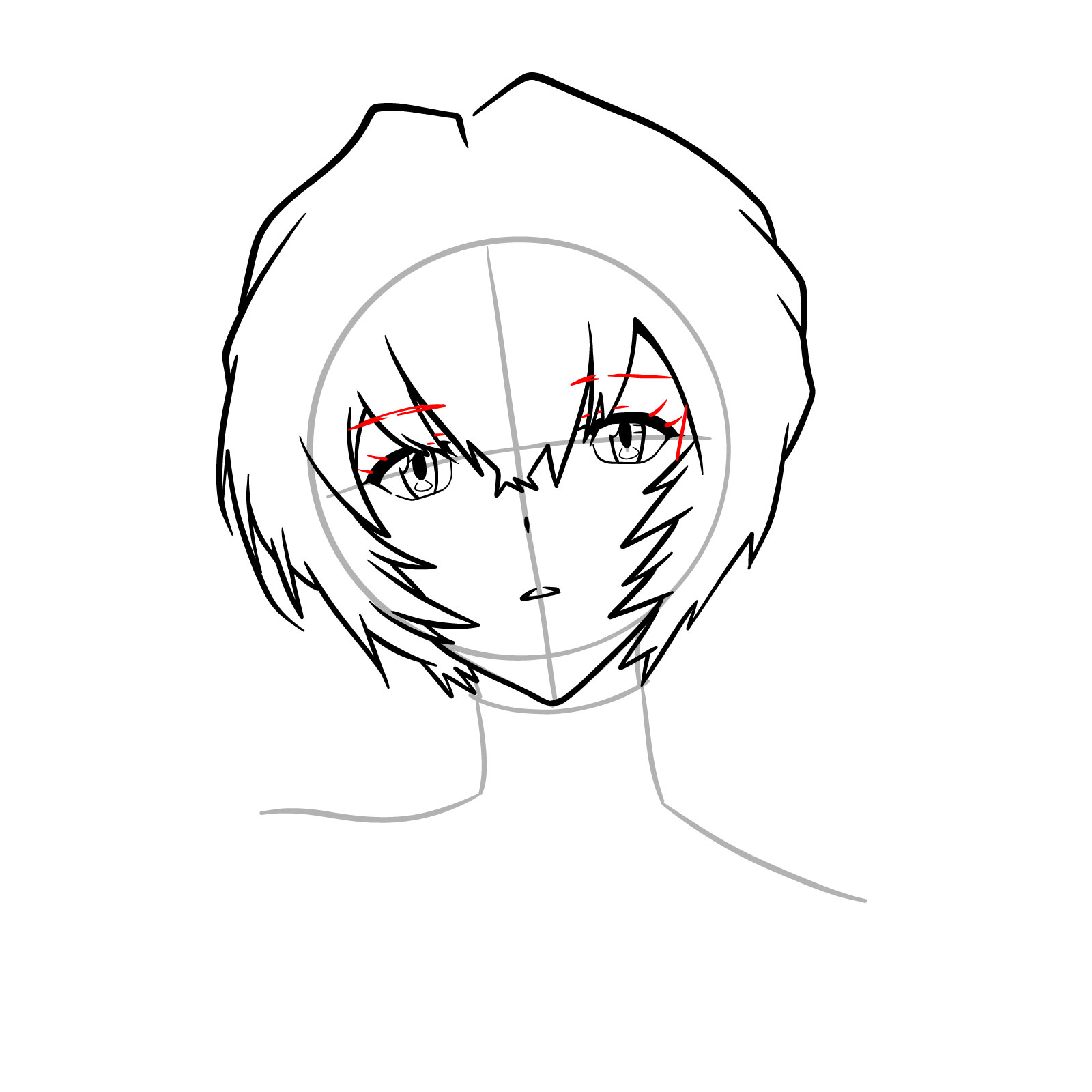 How to draw Rei Ayanami's face - Evangelion - step 13