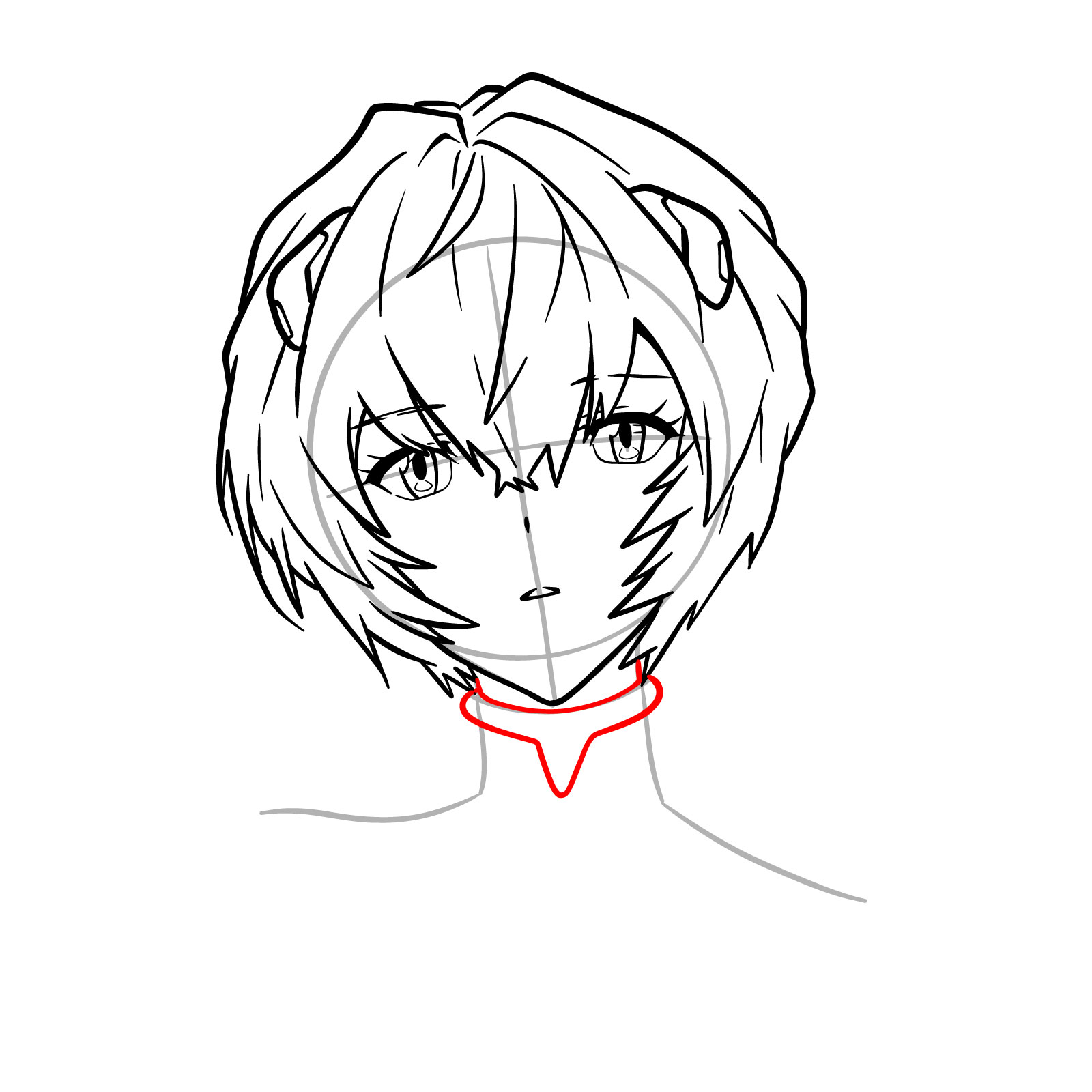 How to draw Rei Ayanami's face - Evangelion - step 17
