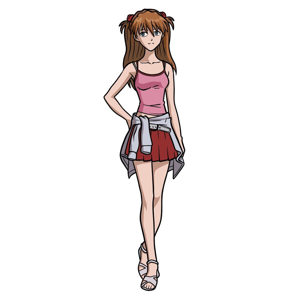 How to Draw Asuka Shikinami Langley in Her Casual Clothes