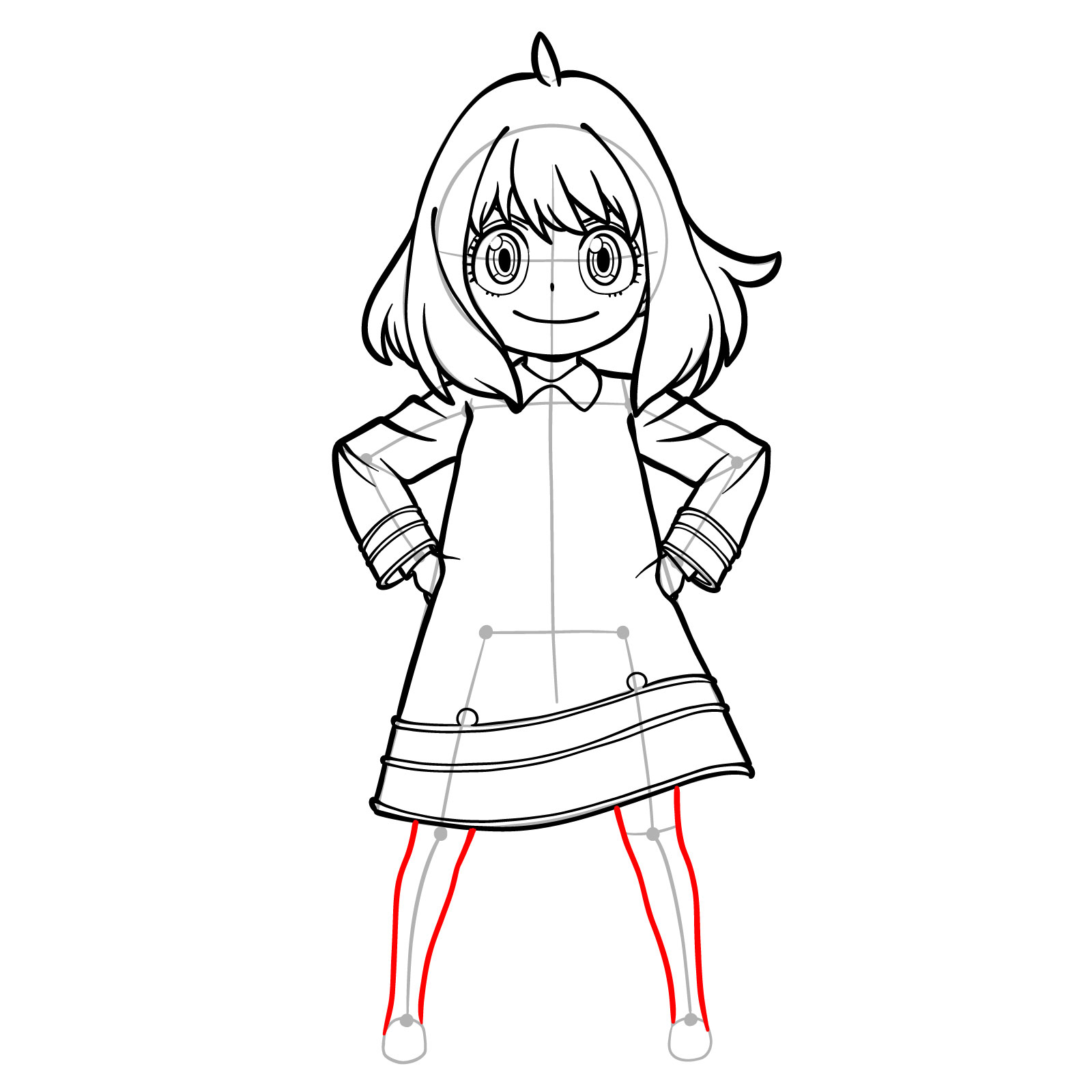 How to Draw Anya Forger full body - step 28