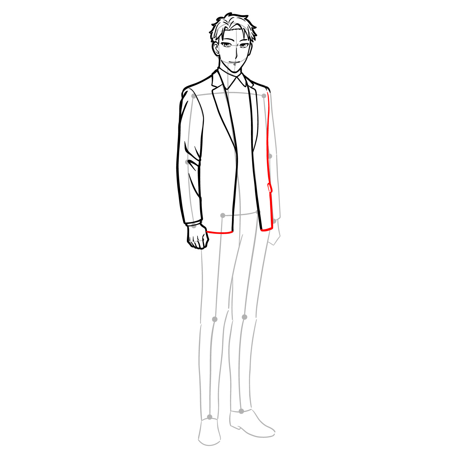 How to draw Loid Forger full body - step 20