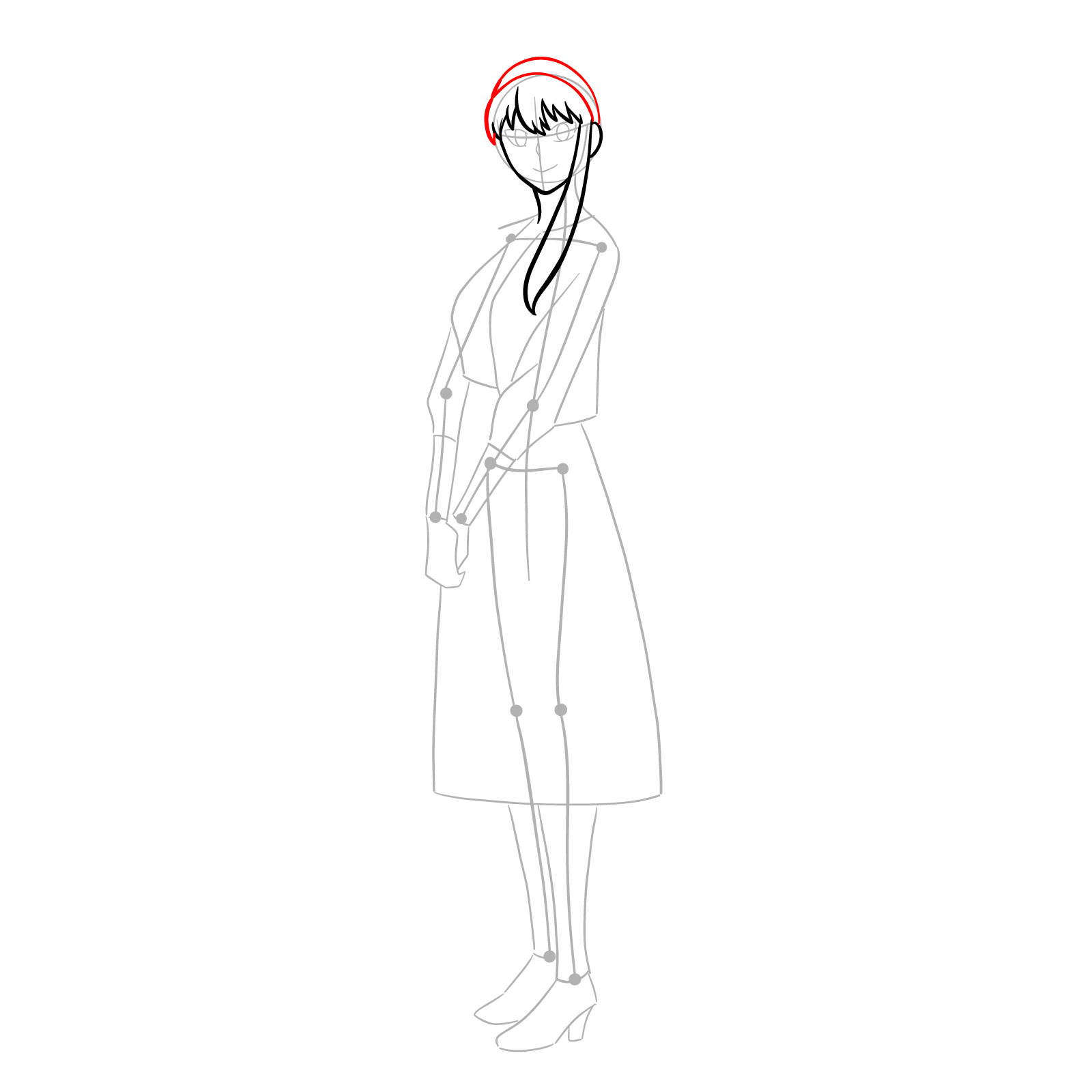 How to draw Yor Forger in her casual clothes - step 06