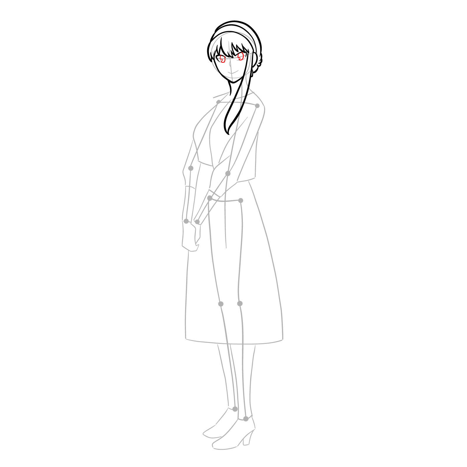 How to draw Yor Forger in her casual clothes - step 09