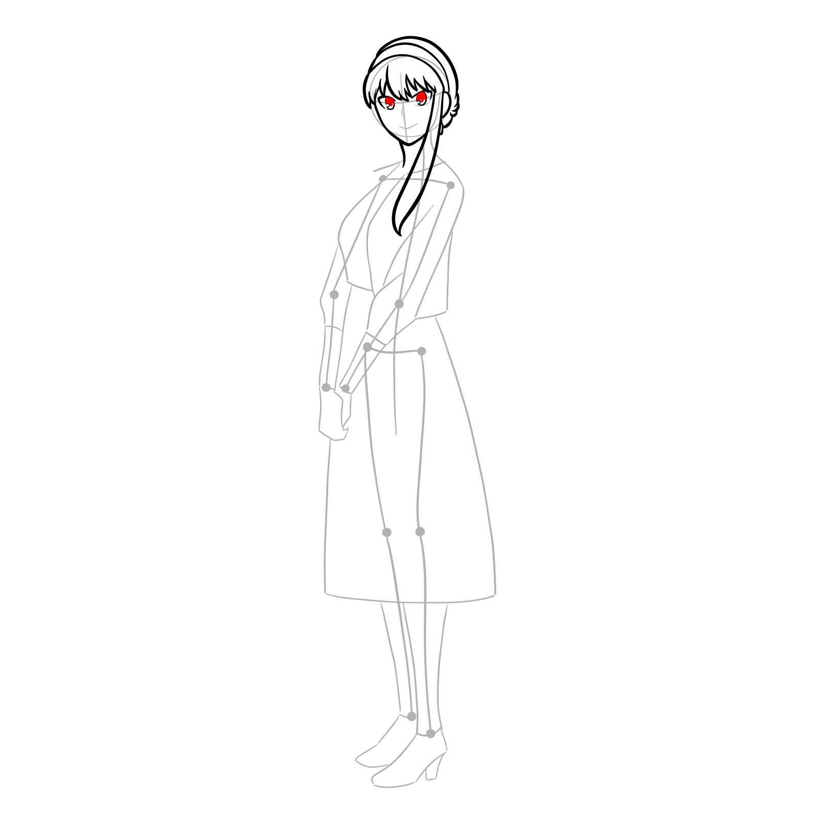 How to draw Yor Forger in her casual clothes - step 10
