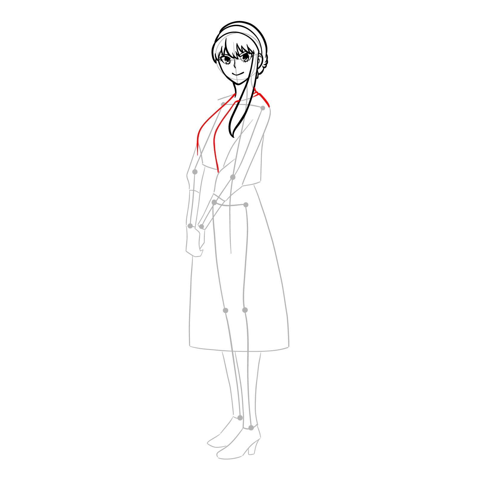 How to draw Yor Forger in her casual clothes - step 13