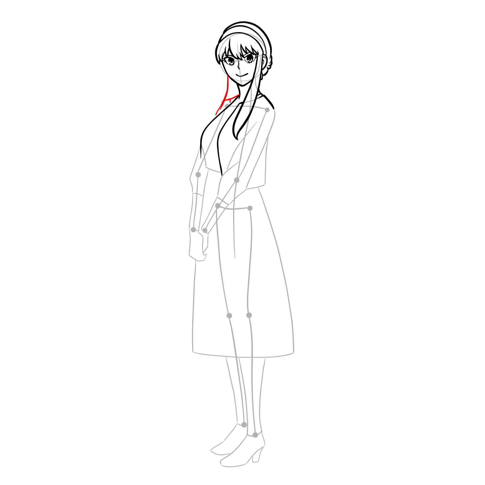 How to draw Yor Forger in her casual clothes - step 14