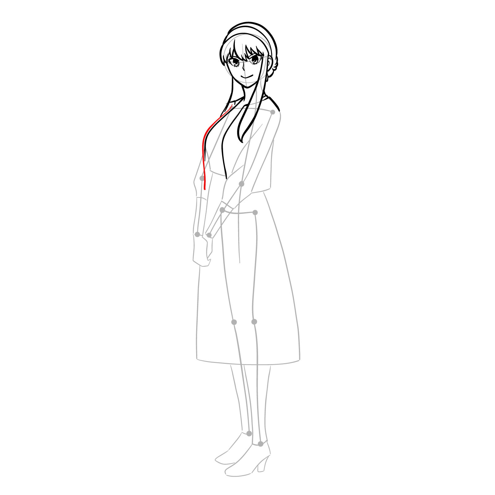 How to draw Yor Forger in her casual clothes - step 15