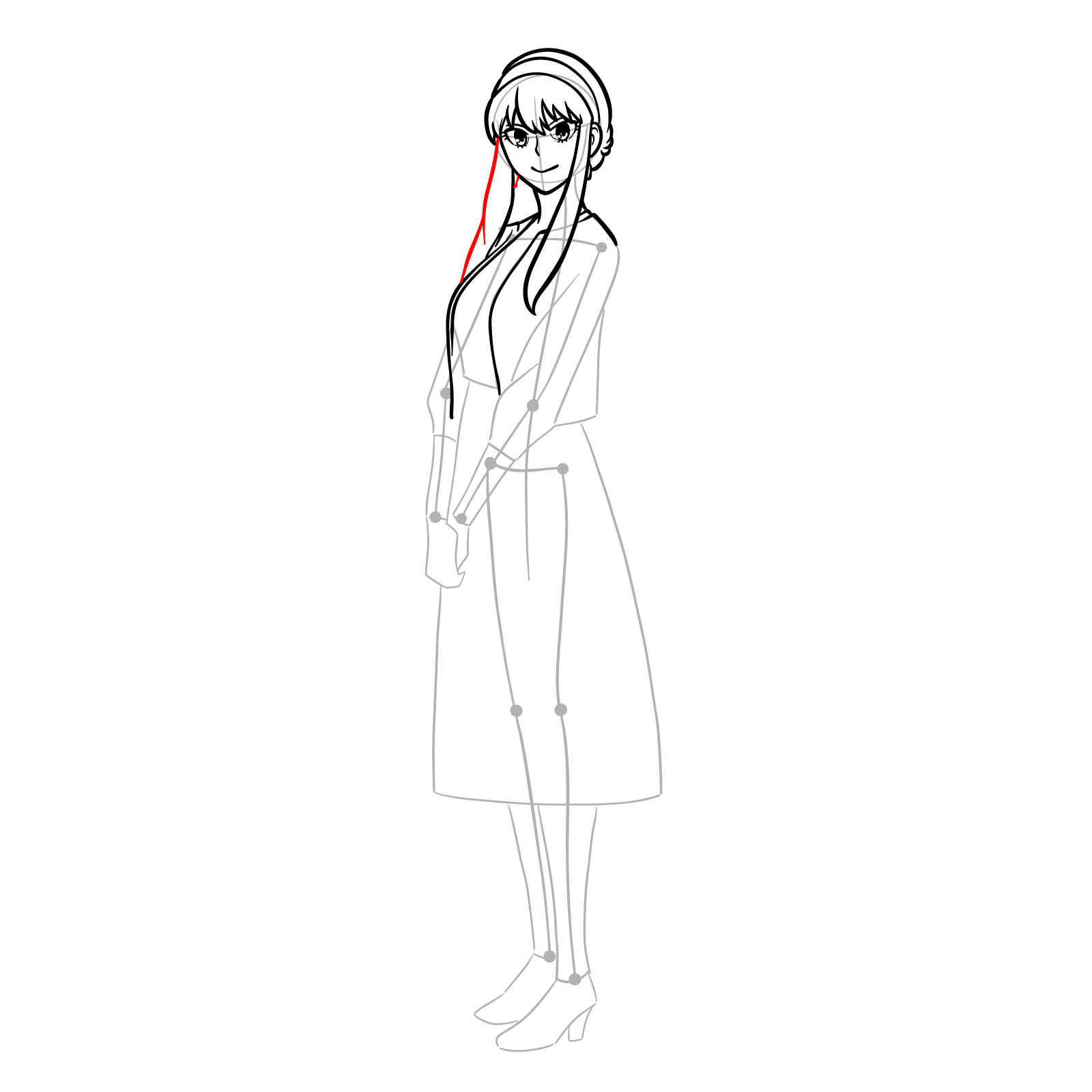 How to draw Yor Forger in her casual clothes - step 16