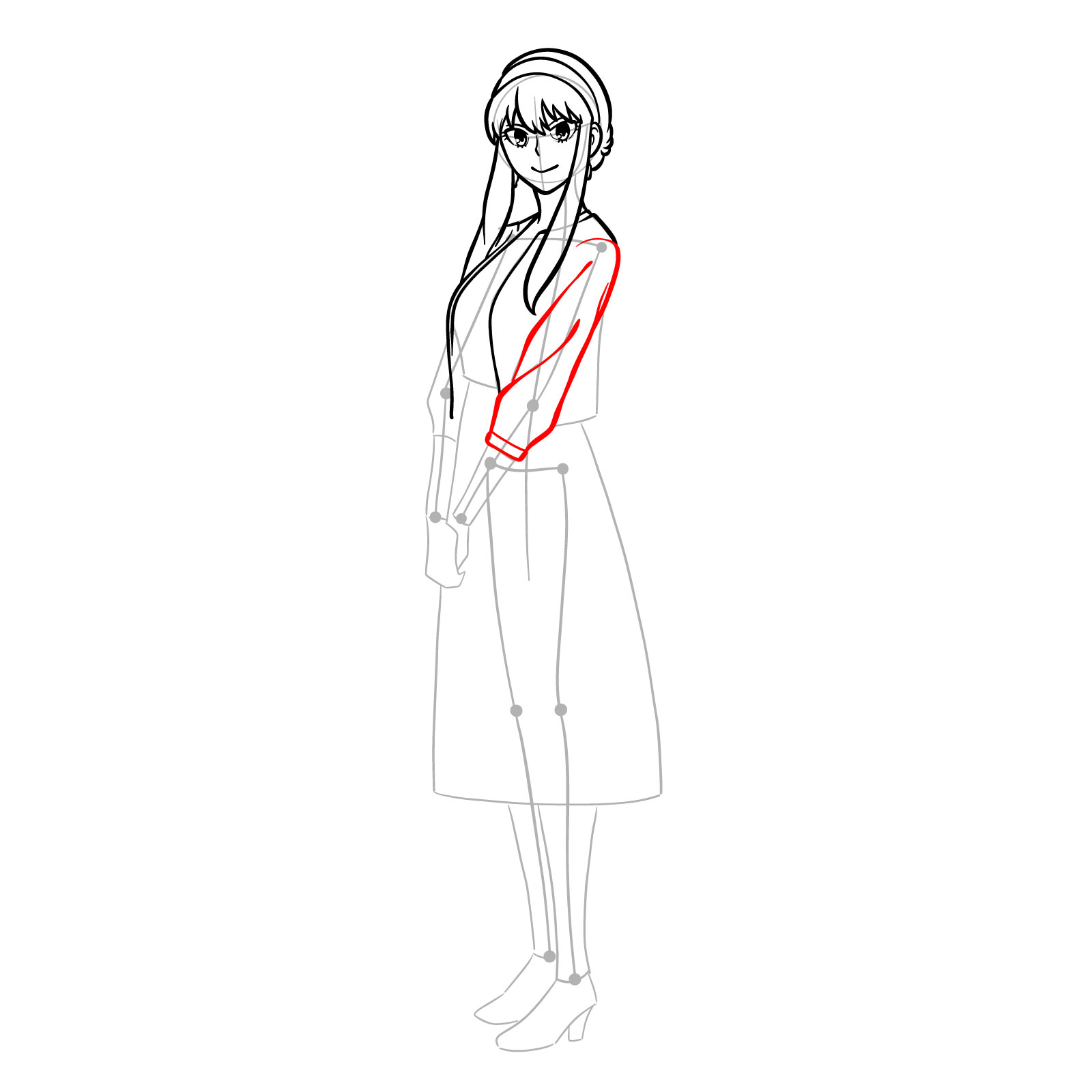 How to draw Yor Forger in her casual clothes - step 17
