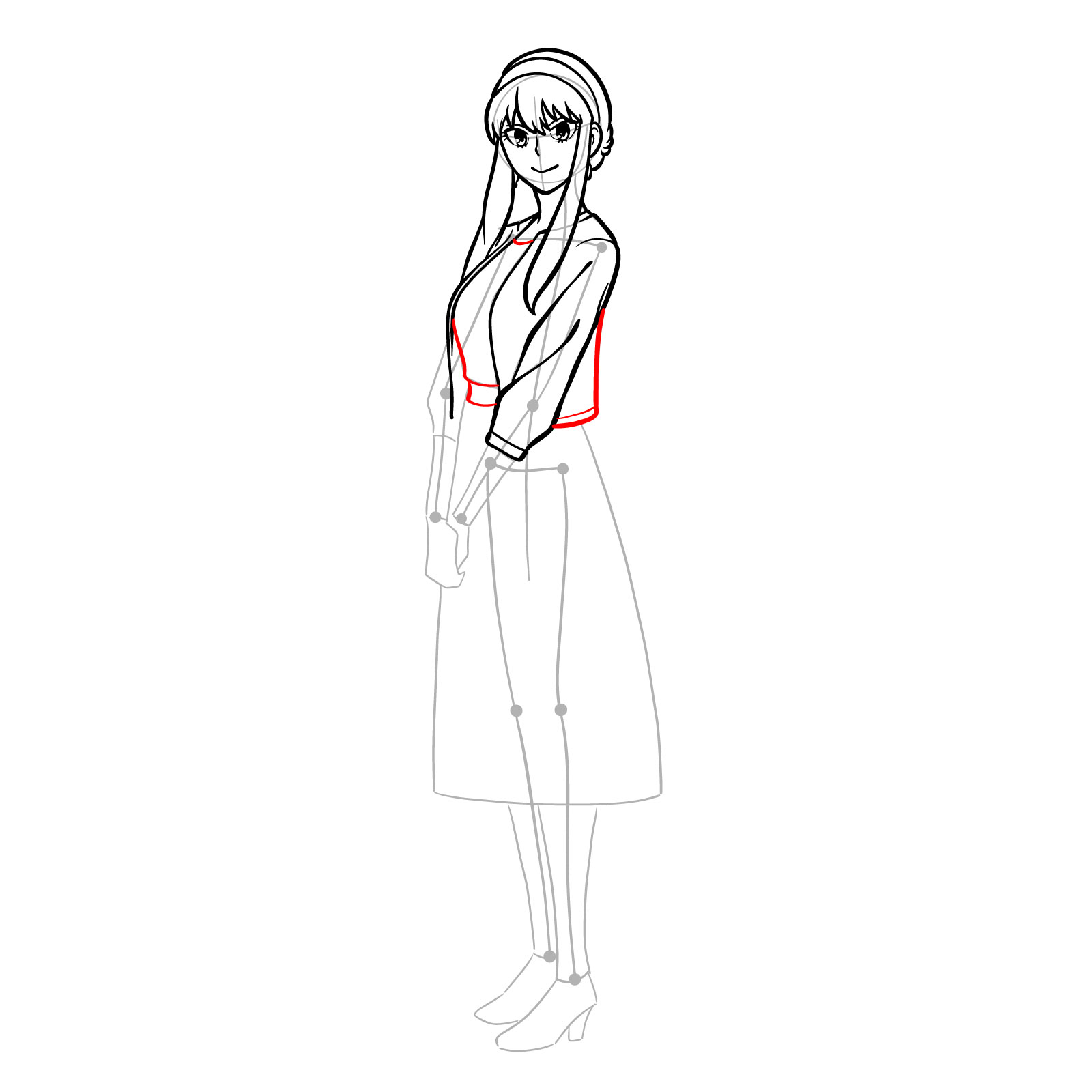 How to draw Yor Forger in her casual clothes - step 18