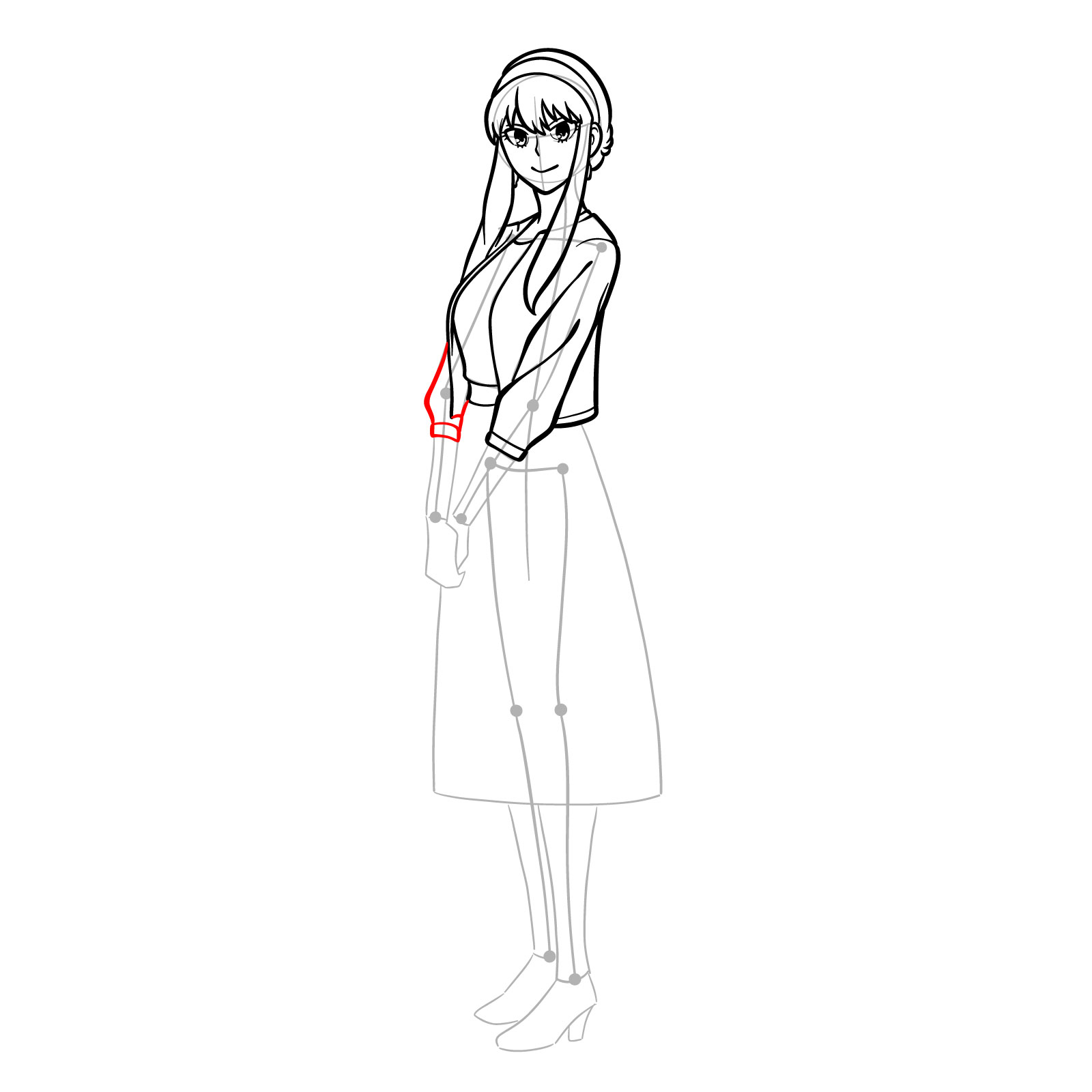 How to draw Yor Forger in her casual clothes - step 19