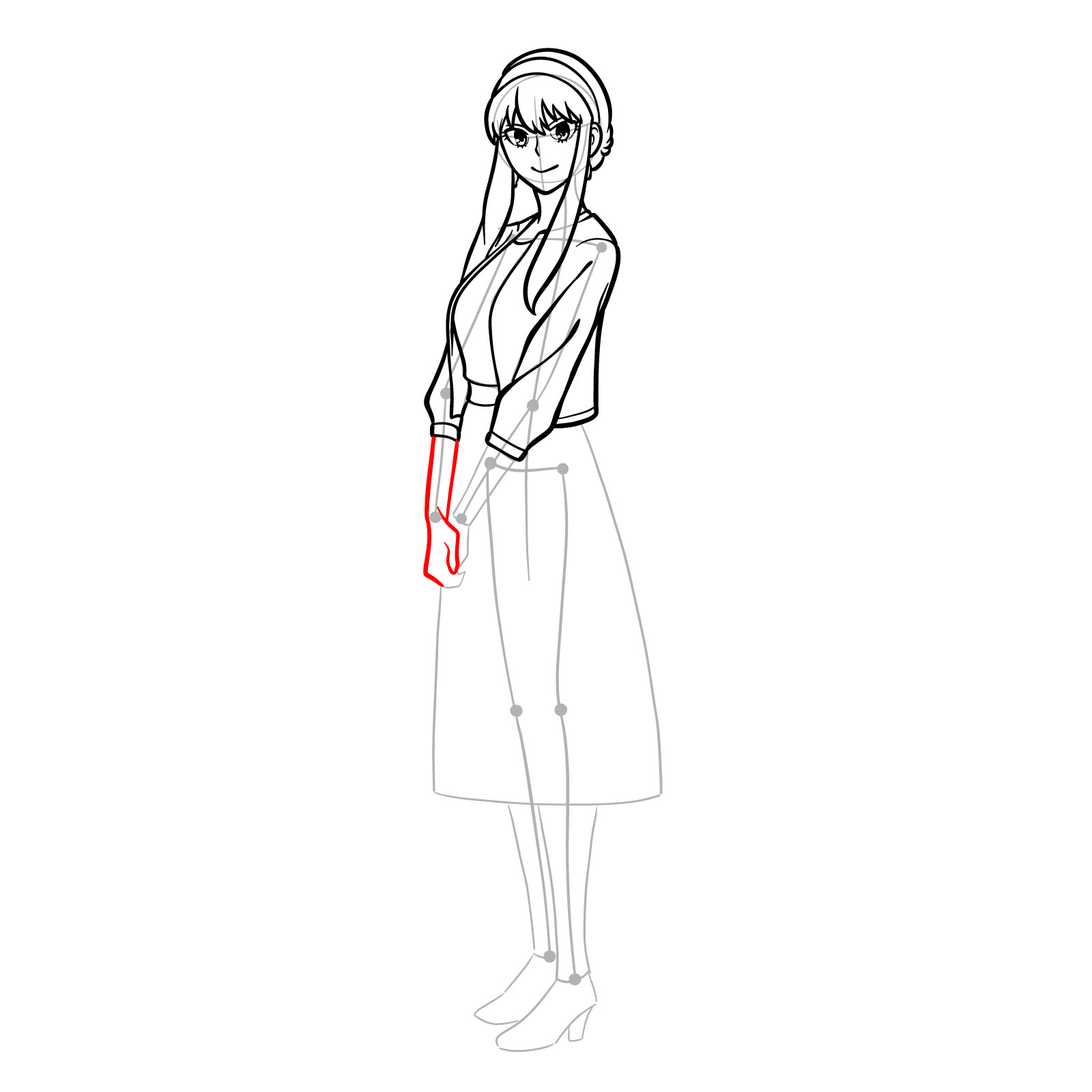 How to draw Yor Forger in her casual clothes - step 20