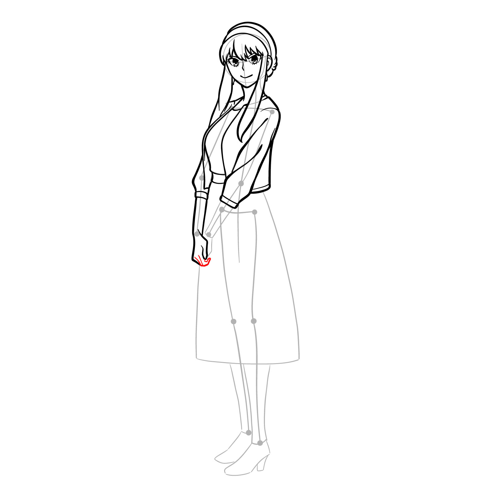 How to draw Yor Forger in her casual clothes - step 21