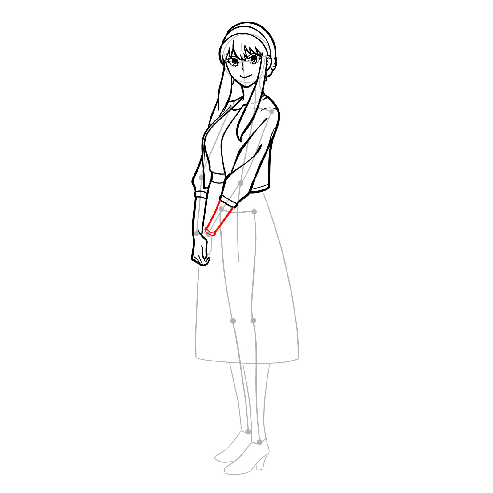 How to draw Yor Forger in her casual clothes - step 22