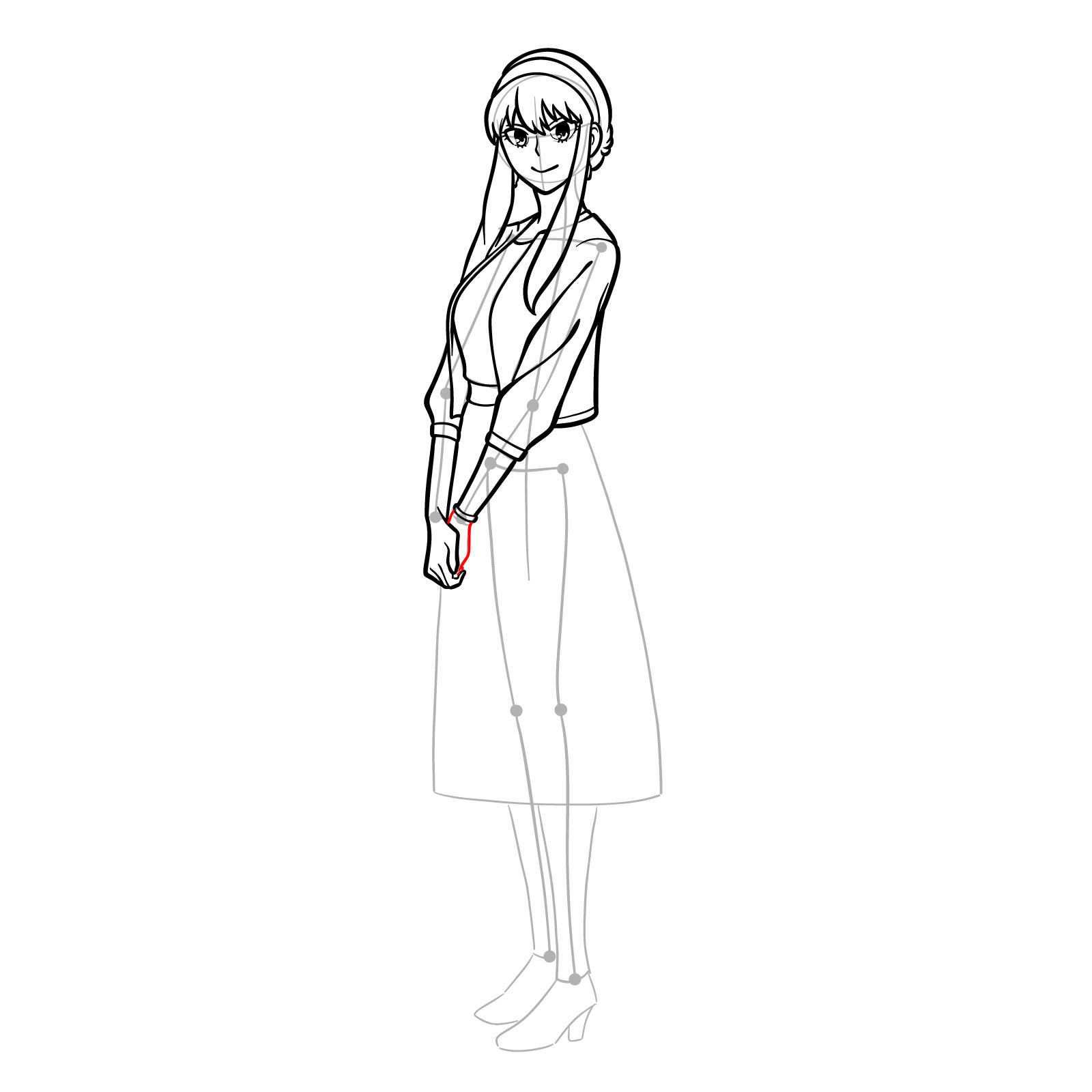 How to draw Yor Forger in her casual clothes - step 23