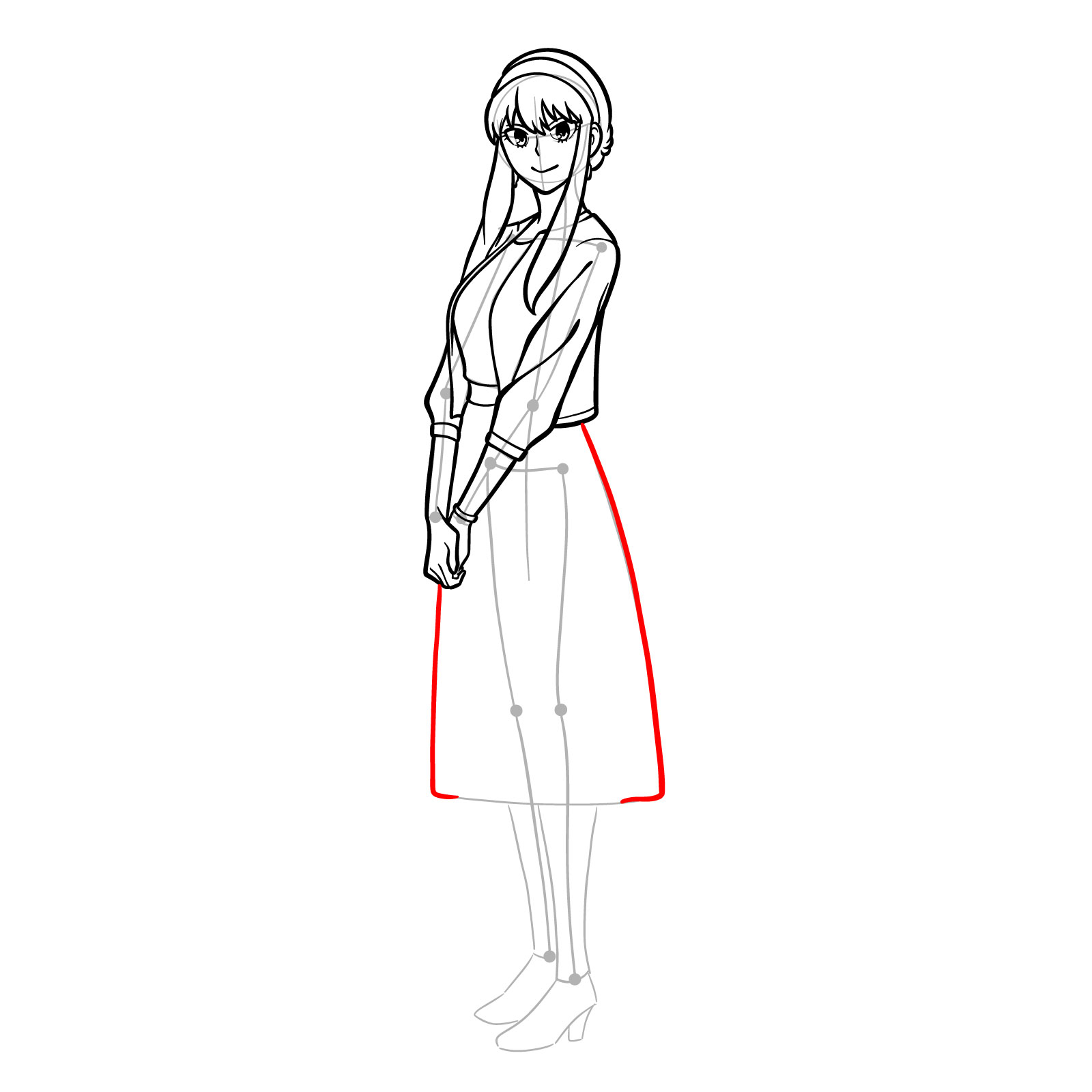 How to draw Yor Forger in her casual clothes - step 24