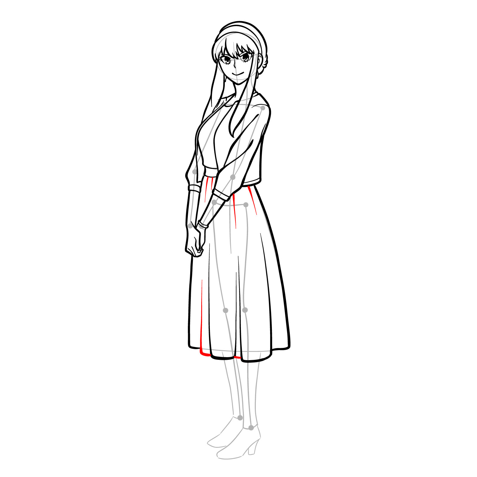 How to draw Yor Forger in her casual clothes - step 26