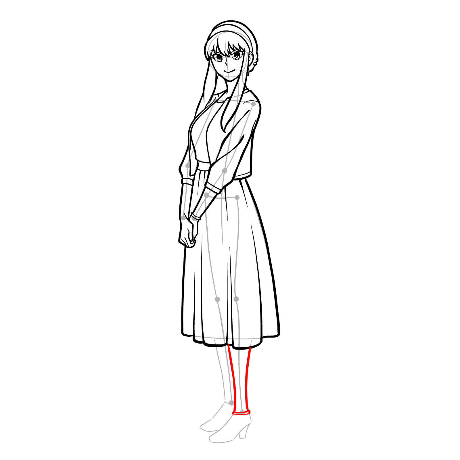 How to draw Yor Forger in her casual clothes - step 27