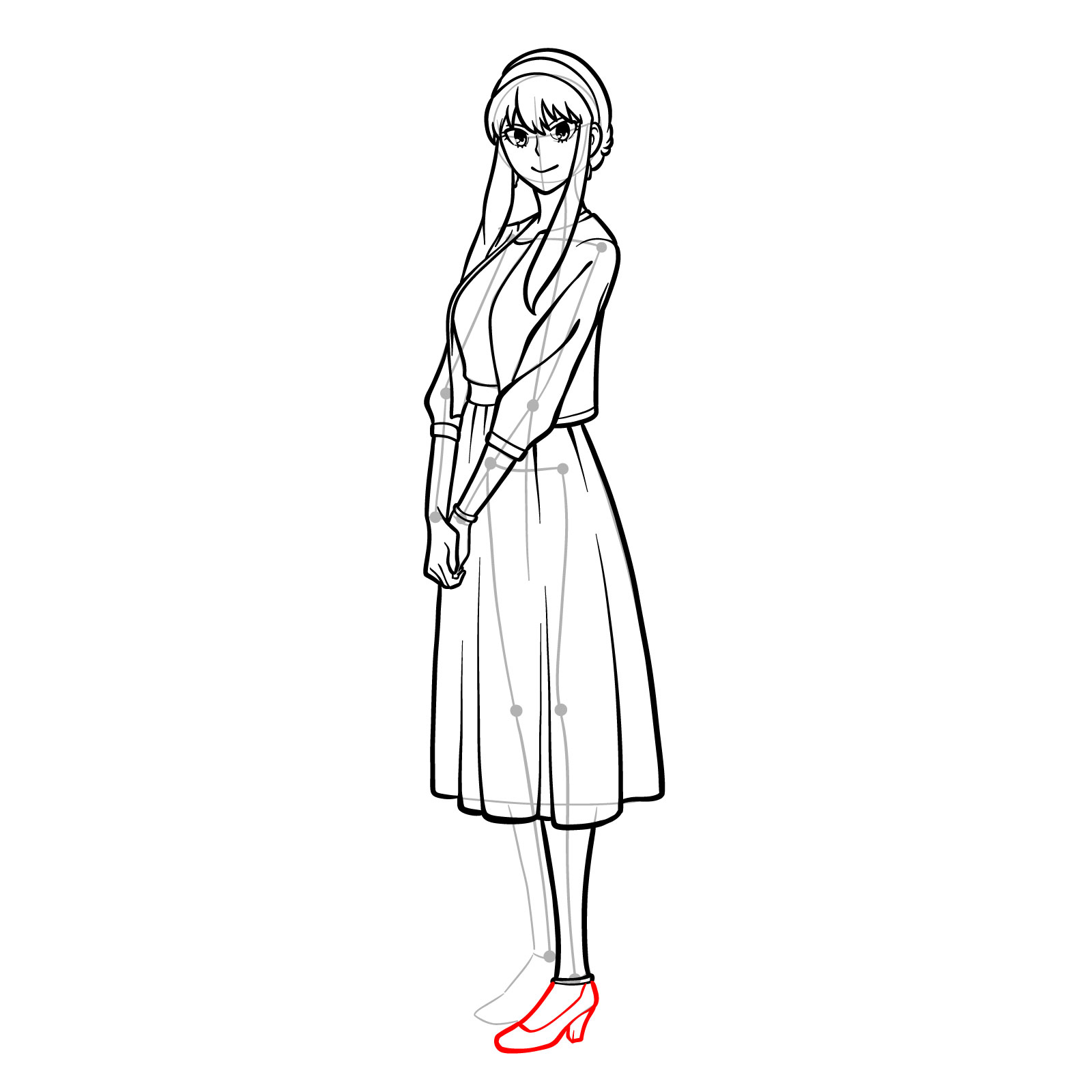 How to draw Yor Forger in her casual clothes - step 28