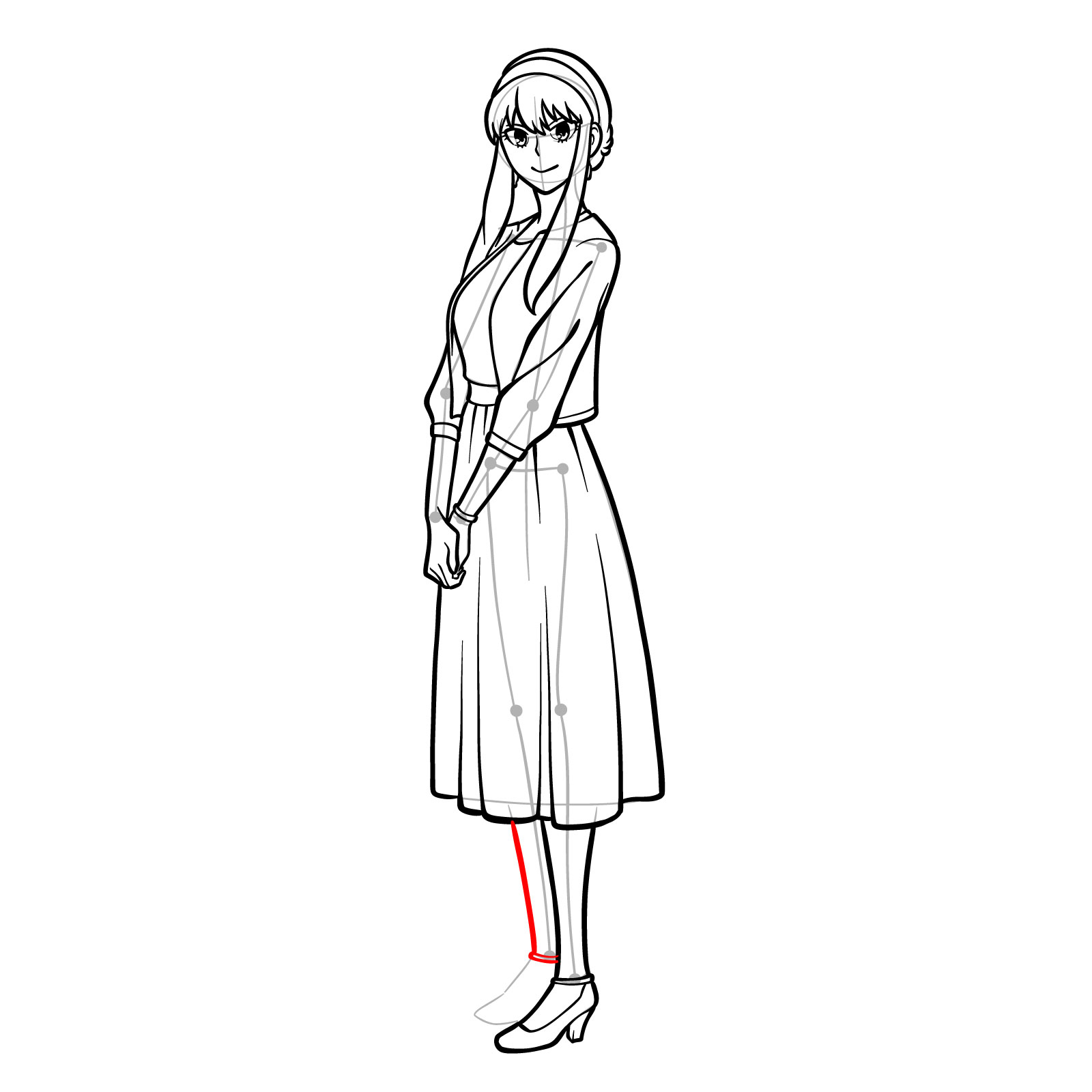 How to draw Yor Forger in her casual clothes - step 29