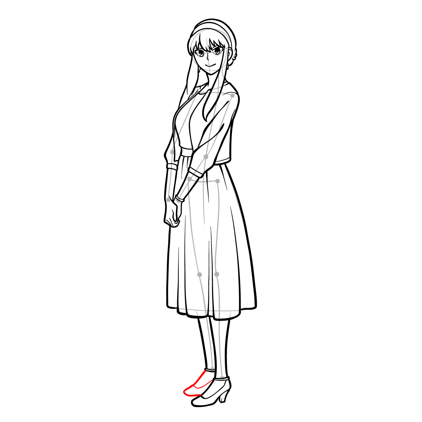 How to draw Yor Forger in her casual clothes - step 30