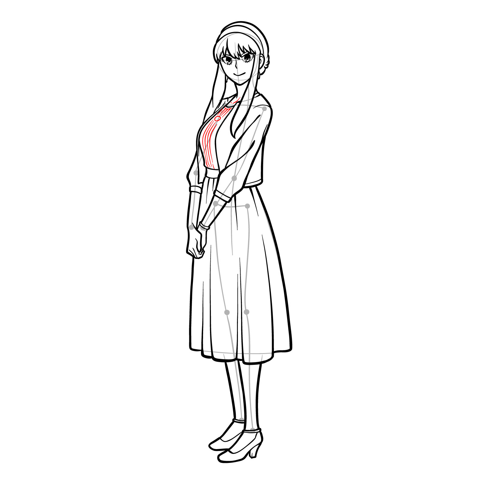 How to draw Yor Forger in her casual clothes - step 31