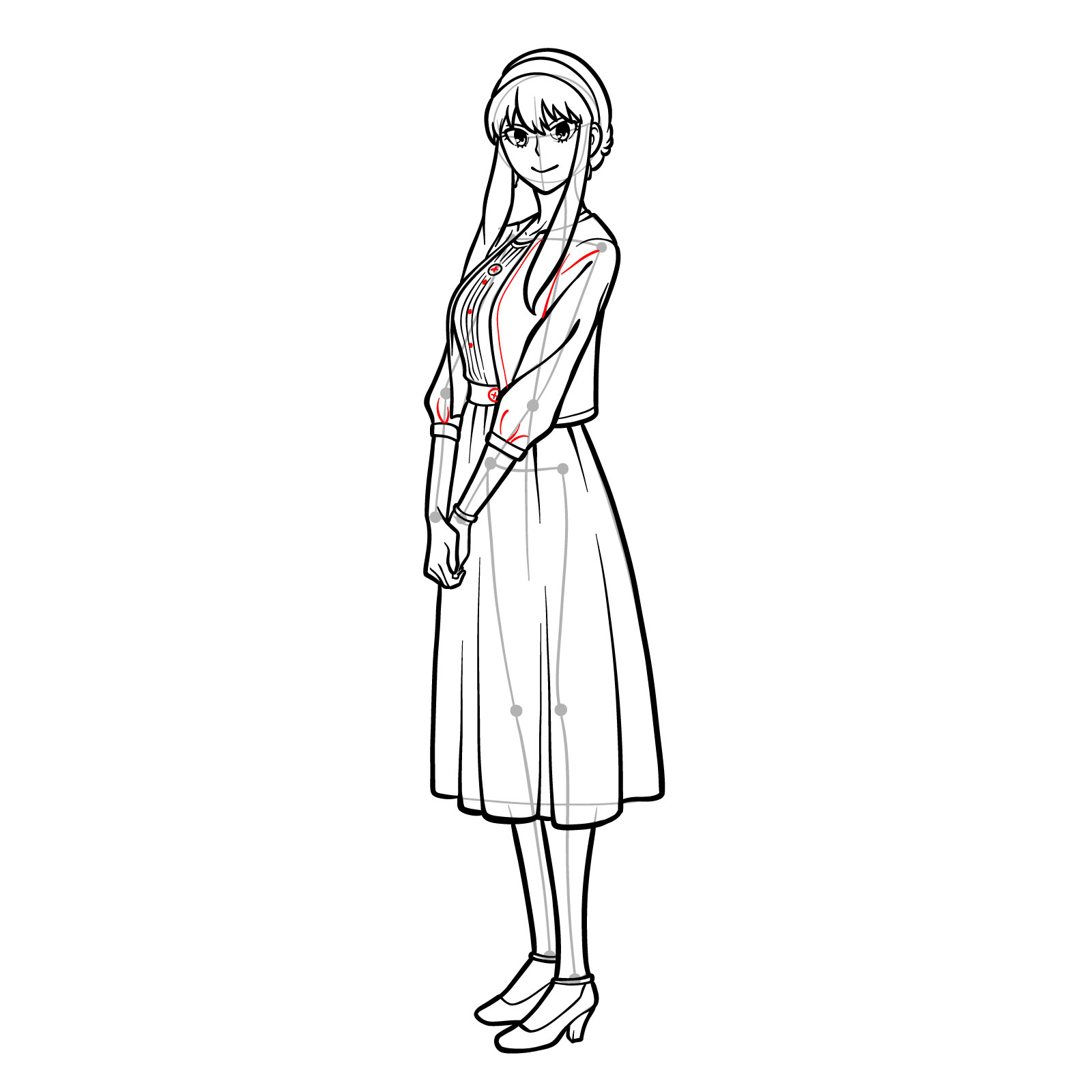How to draw Yor Forger in her casual clothes - step 32