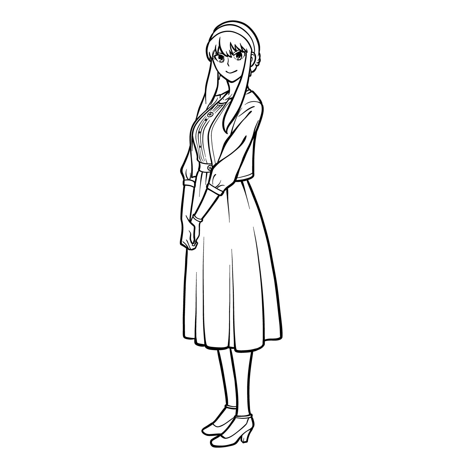 How to draw Yor Forger in her casual clothes - final step