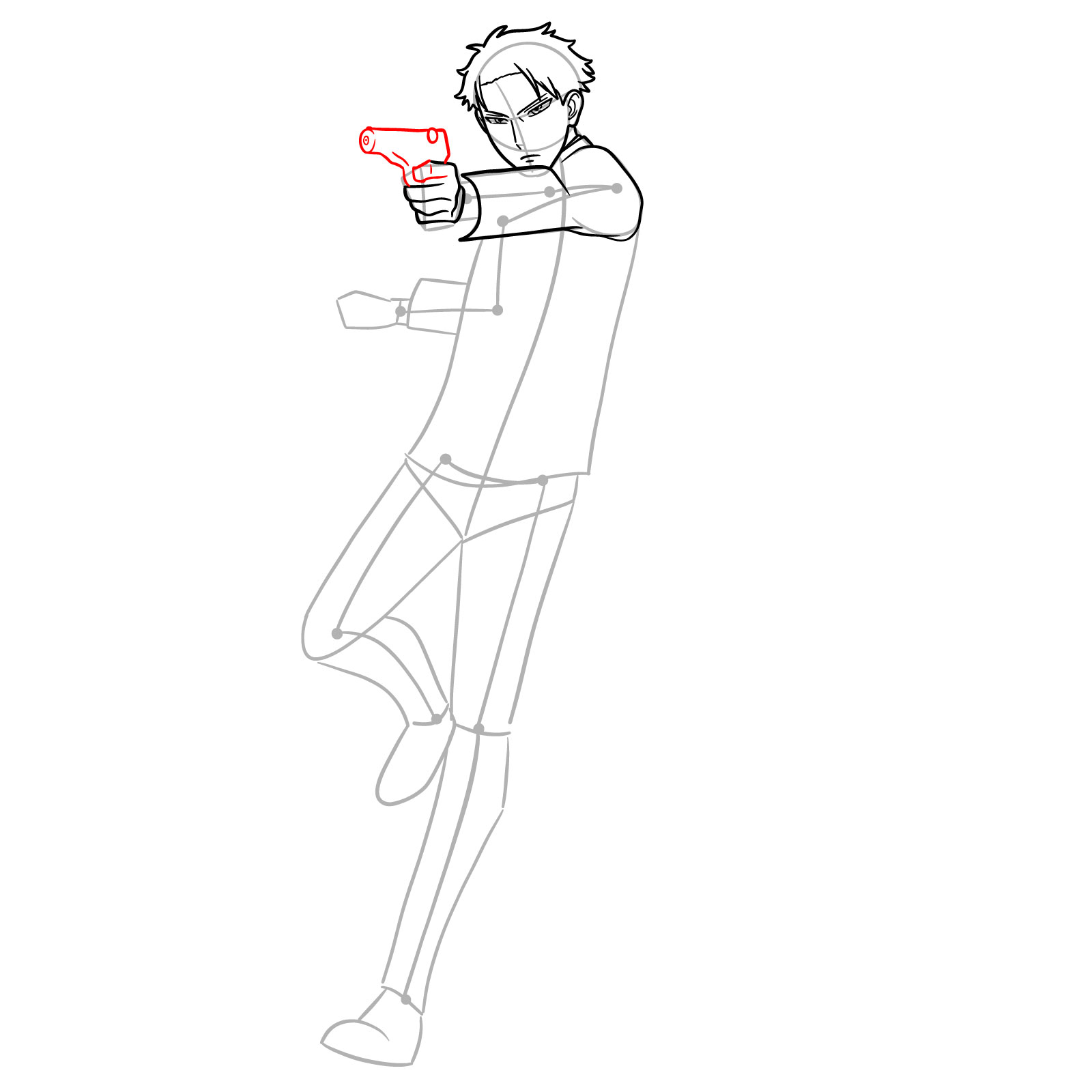 How to draw Loid Forger in his spy suit with a gun - step 12