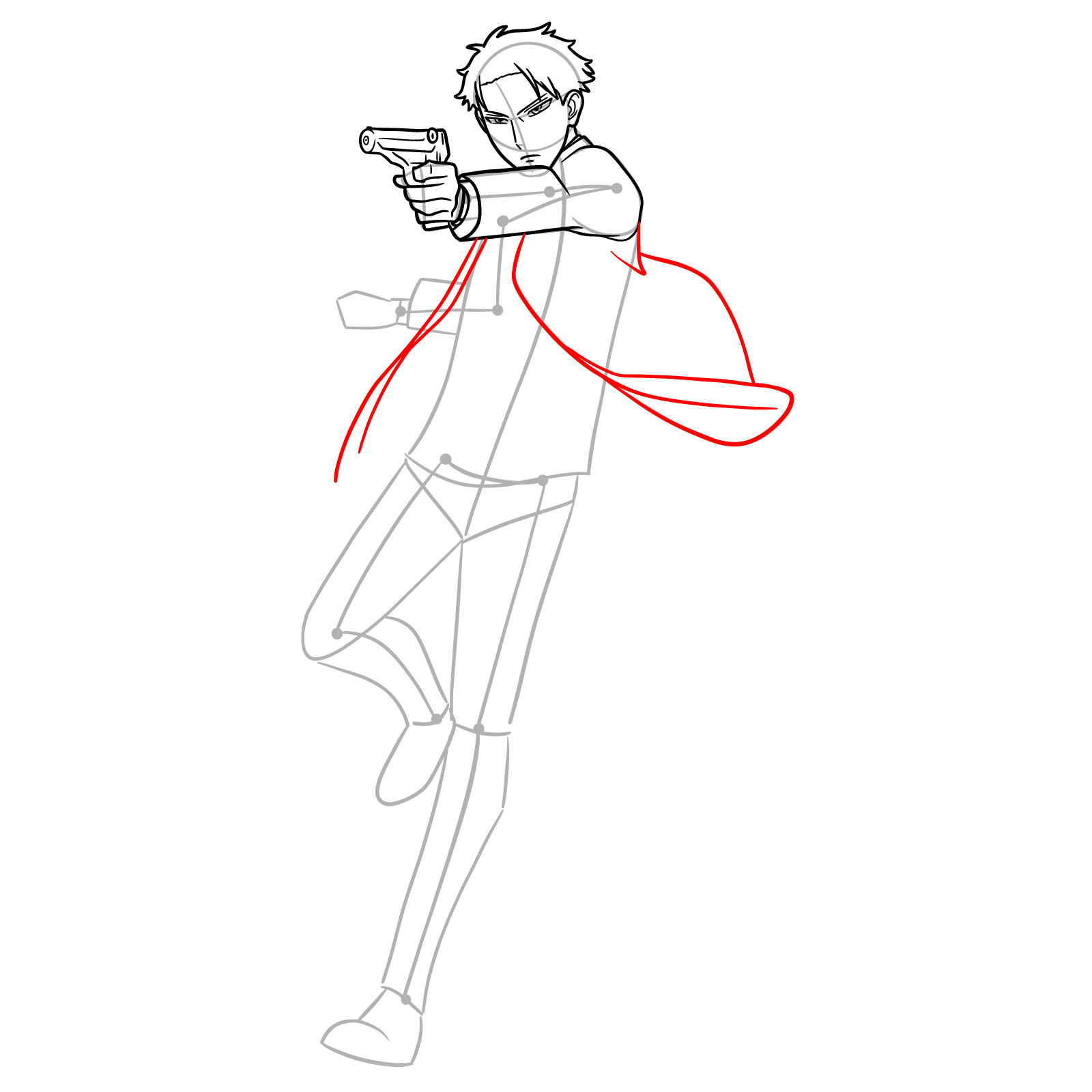 How to draw Loid Forger in his spy suit with a gun - step 14