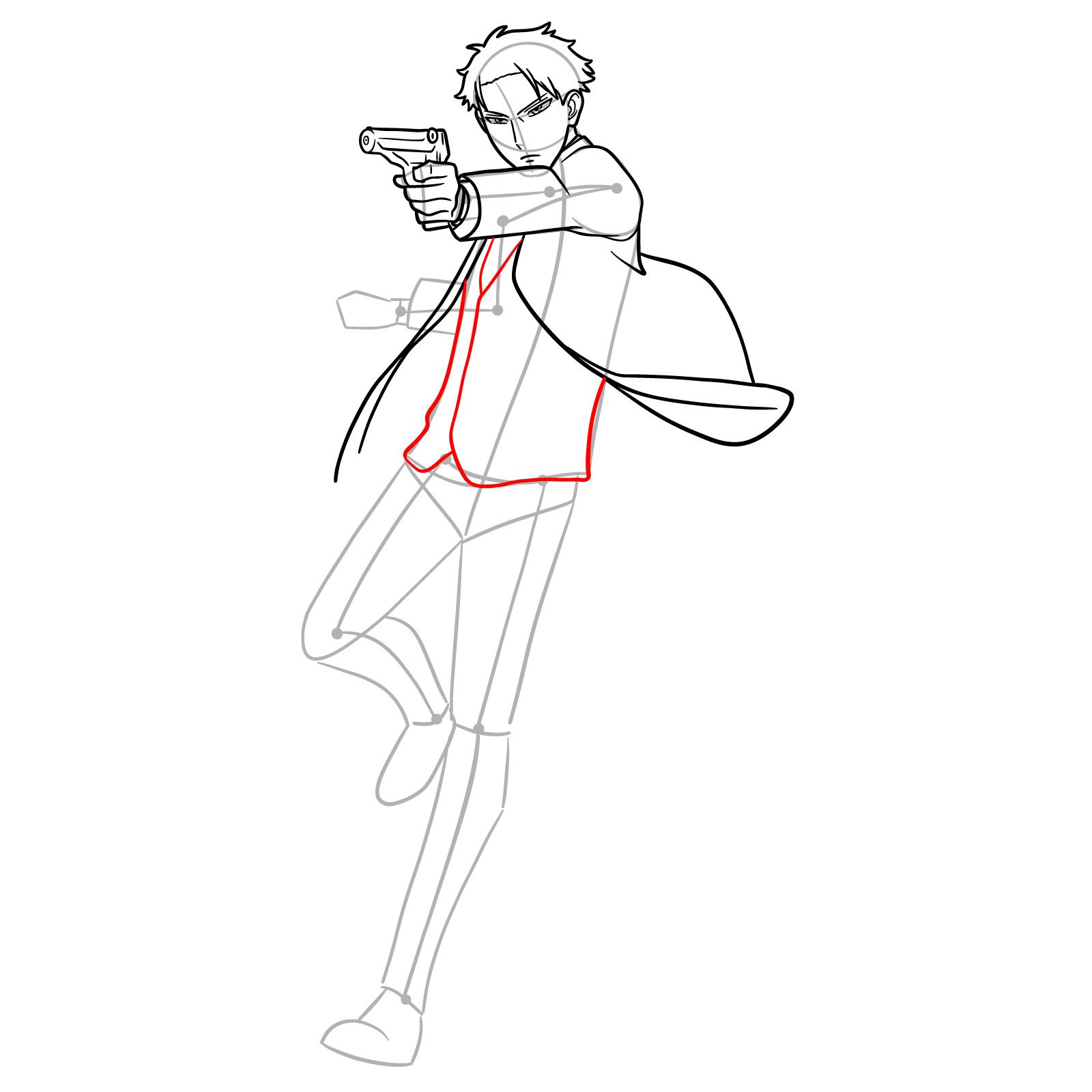 How to draw Loid Forger in his spy suit with a gun - step 15