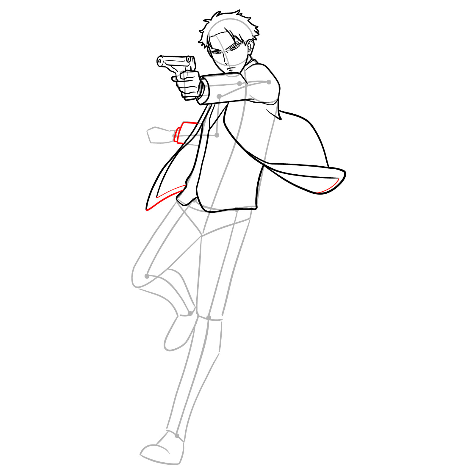 How to draw Loid Forger in his spy suit with a gun - step 16