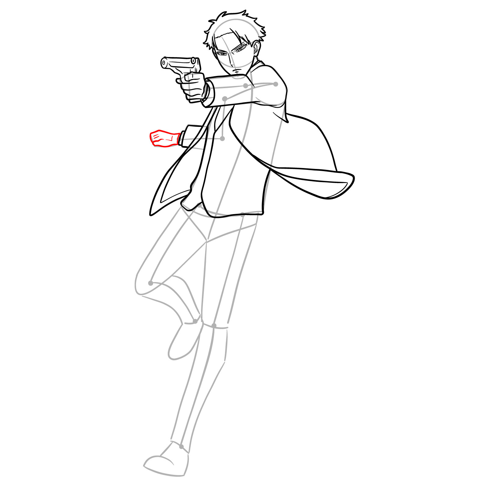 How to draw Loid Forger in his spy suit with a gun - step 17