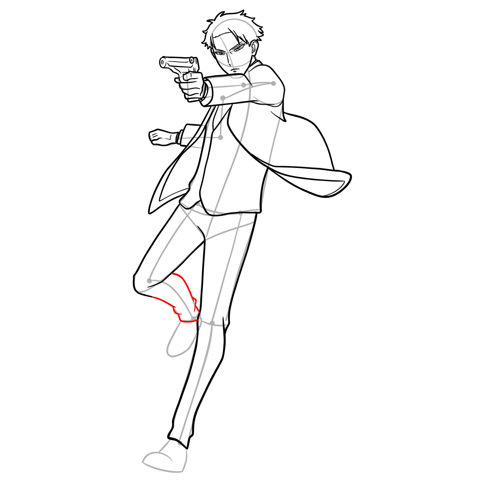 How to draw Loid Forger in his spy suit with a gun - step 19