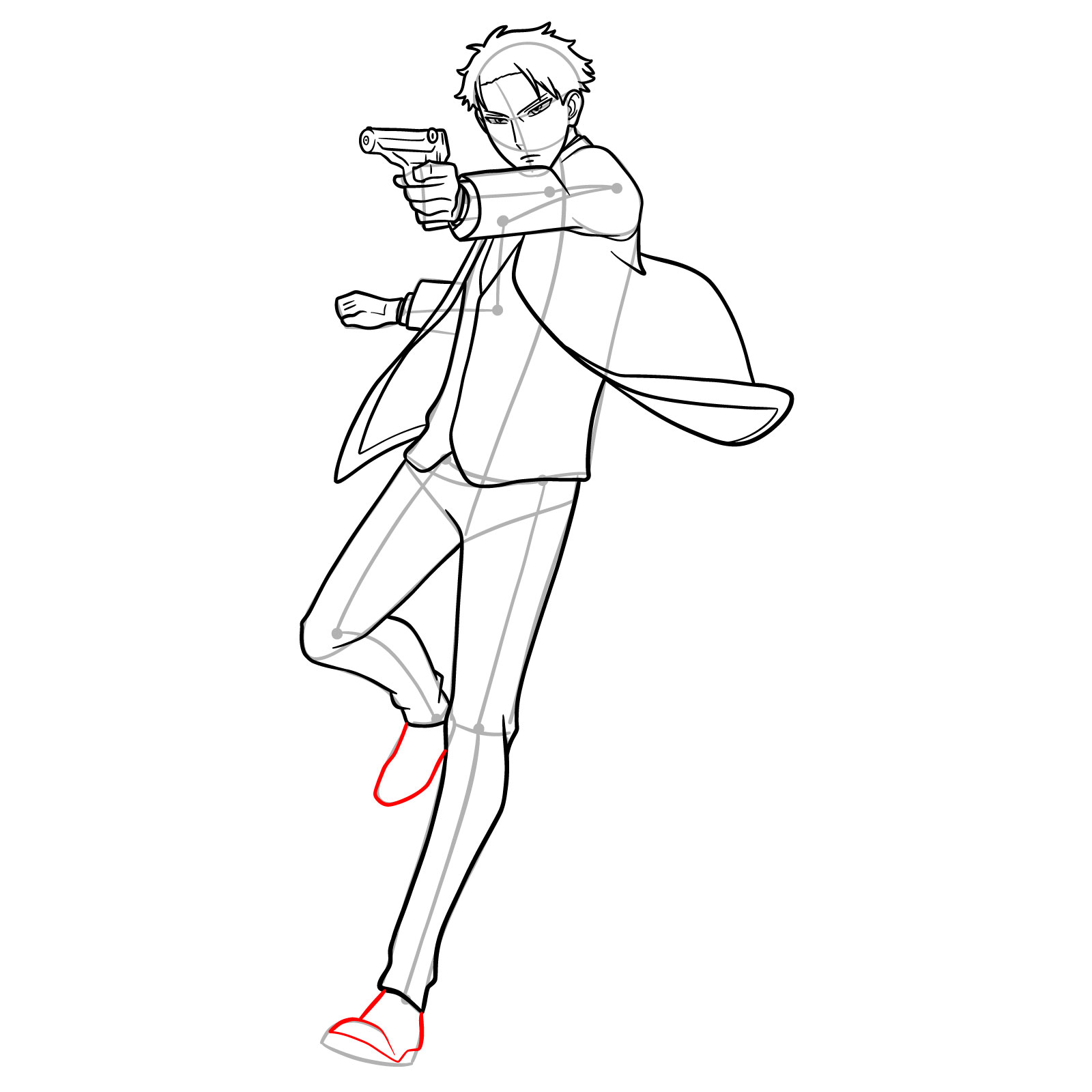 How to draw Loid Forger in his spy suit with a gun - step 20