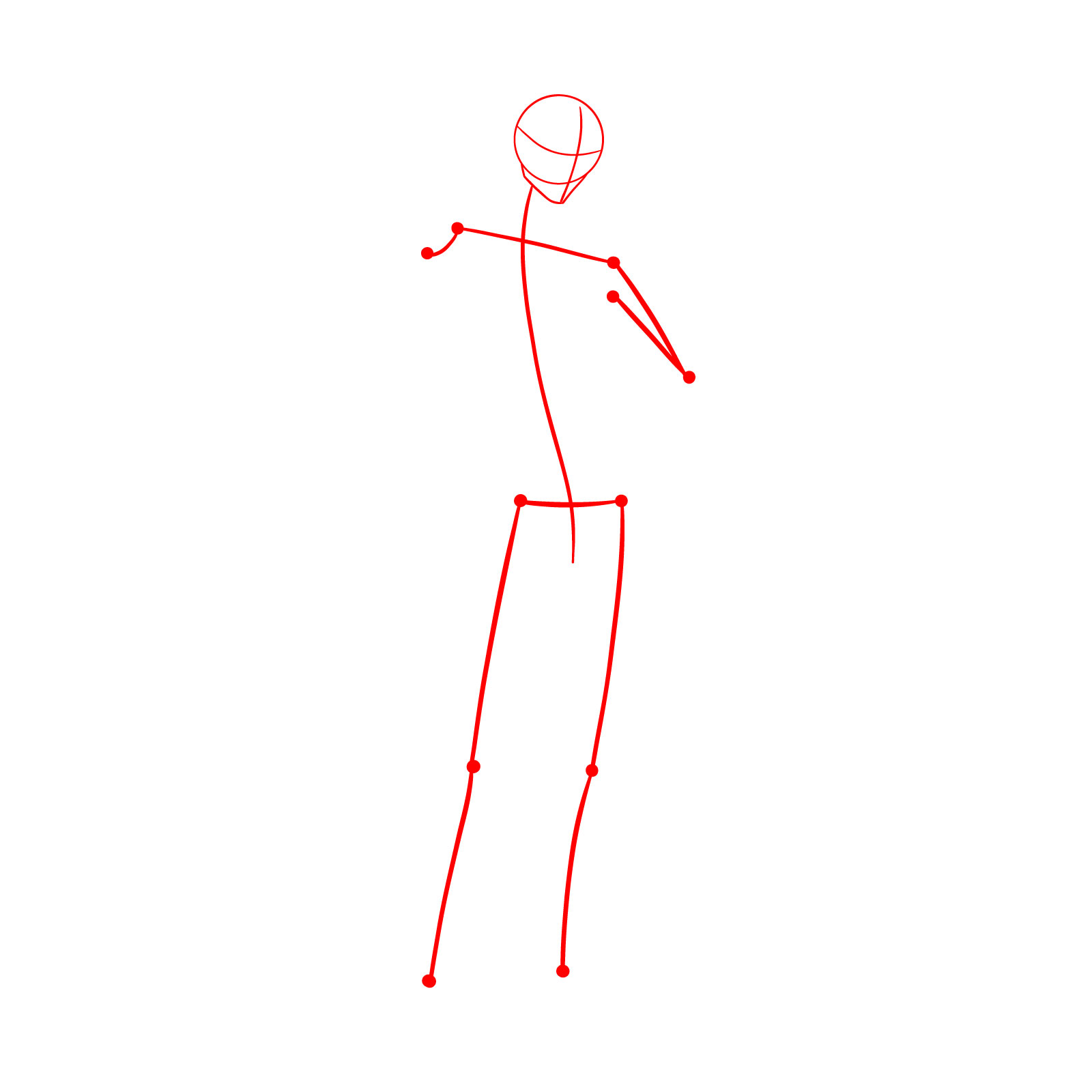 Initial sketch of Satoru Gojo's basic stick figure drawing, focusing on posture and proportions. - step 01