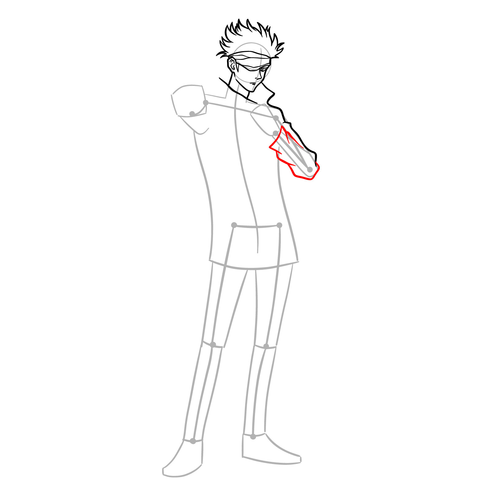 How to draw Satoru Gojo - step 12