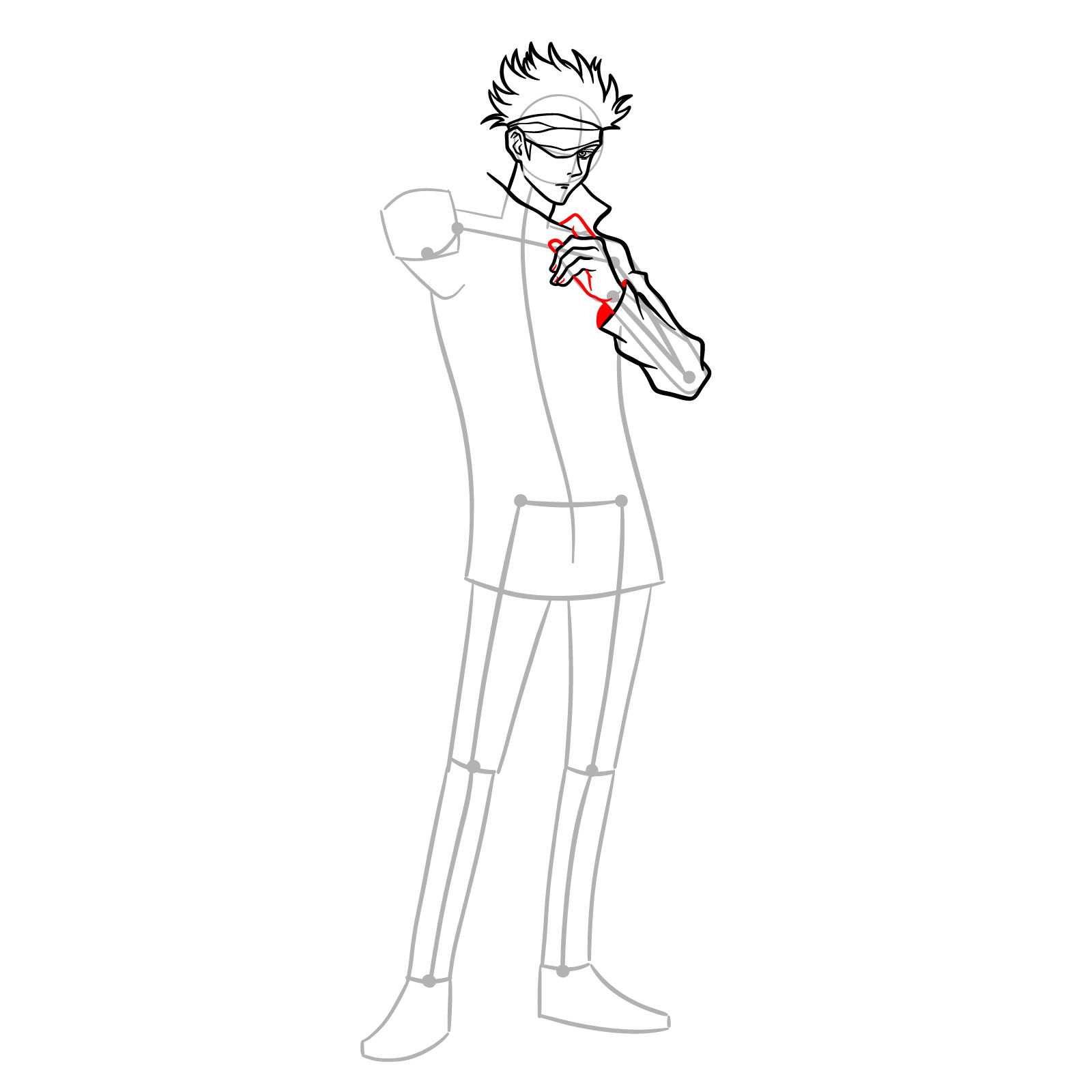 How to draw Satoru Gojo - step 14