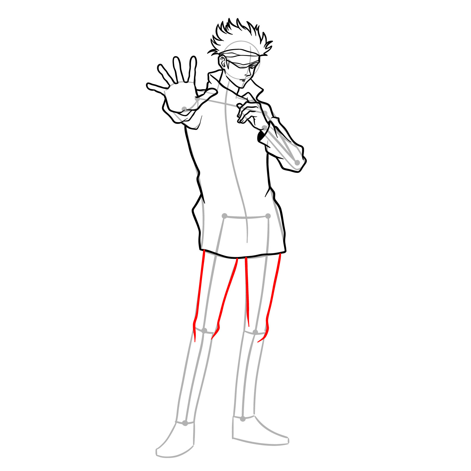 How to draw Satoru Gojo - step 20