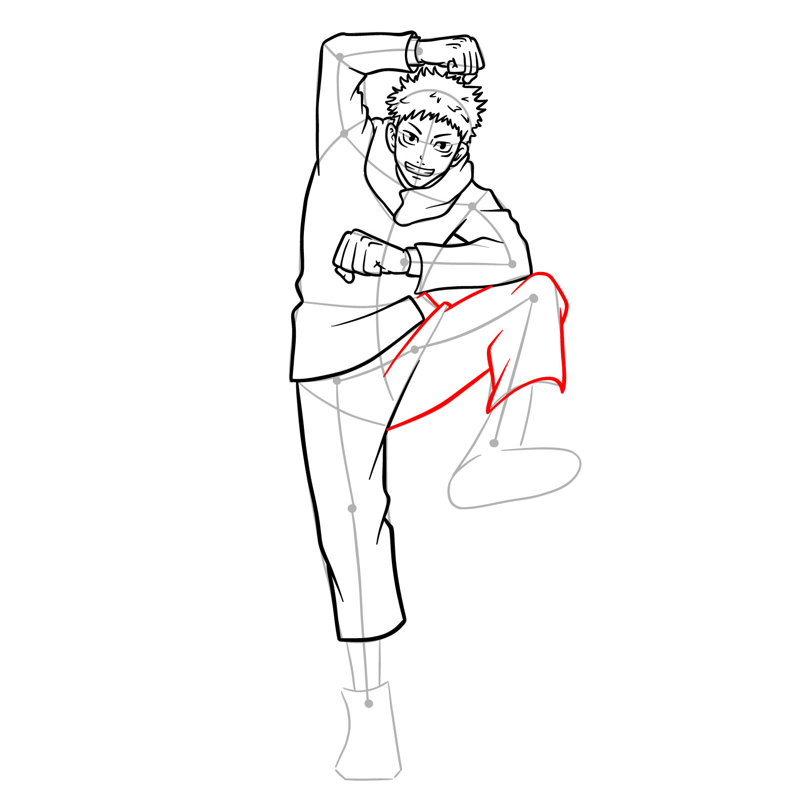 How to draw Yuji Itadori from Jujutsu Kaisen - step 17