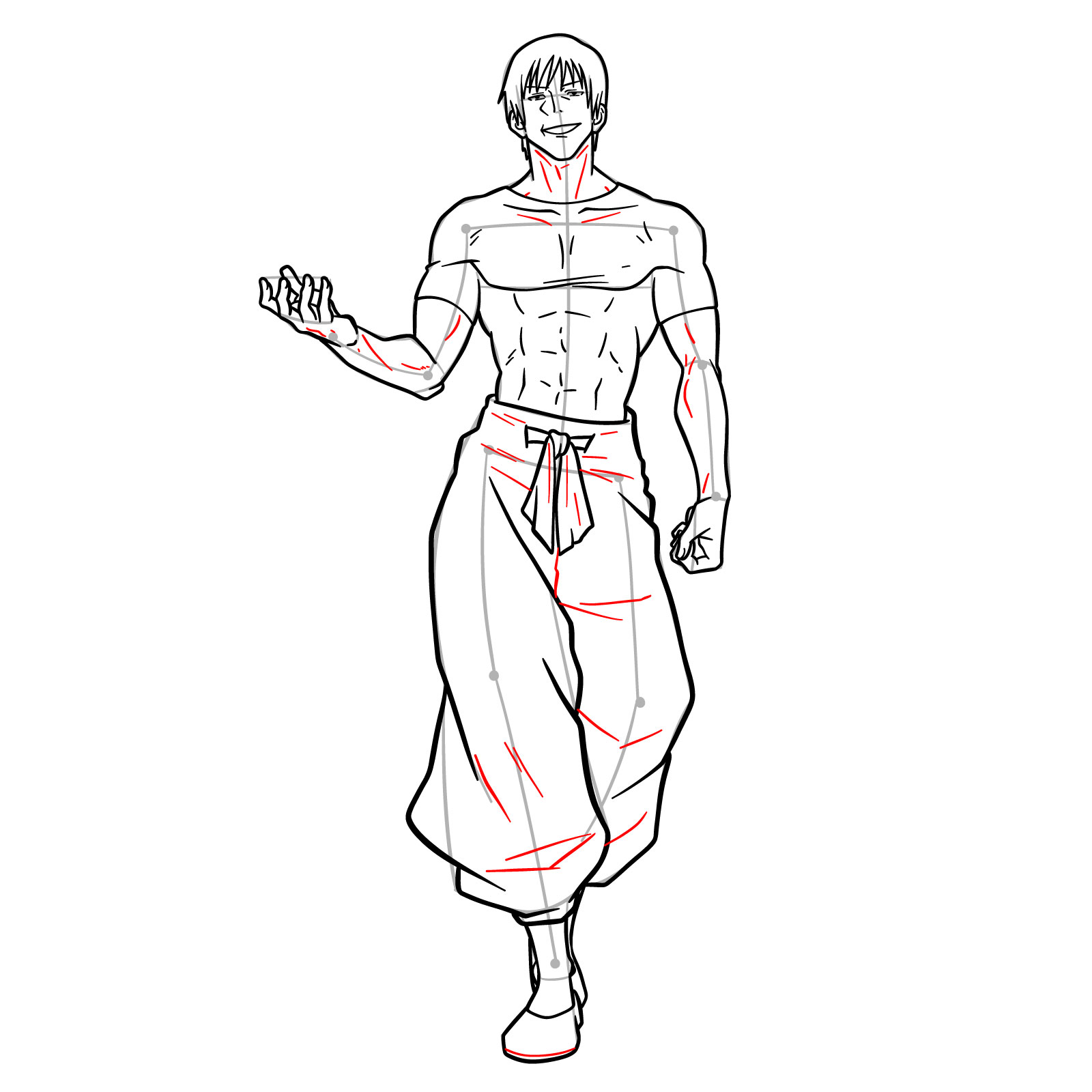 Learn How to Draw Toji Fushiguro in His Full Form - step 20