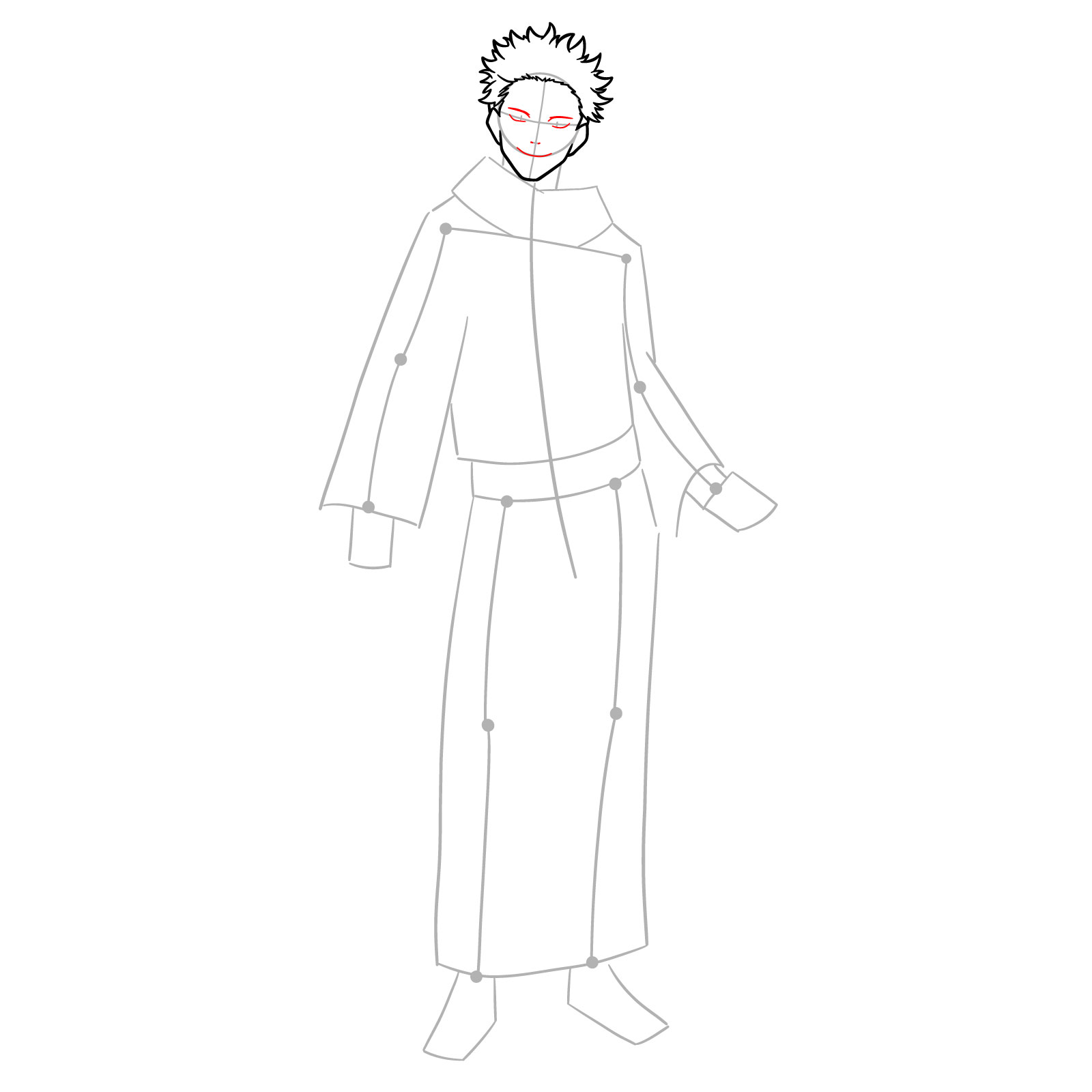 How to Draw Sukuna, the King of Curses in Full Body Pose - step 06