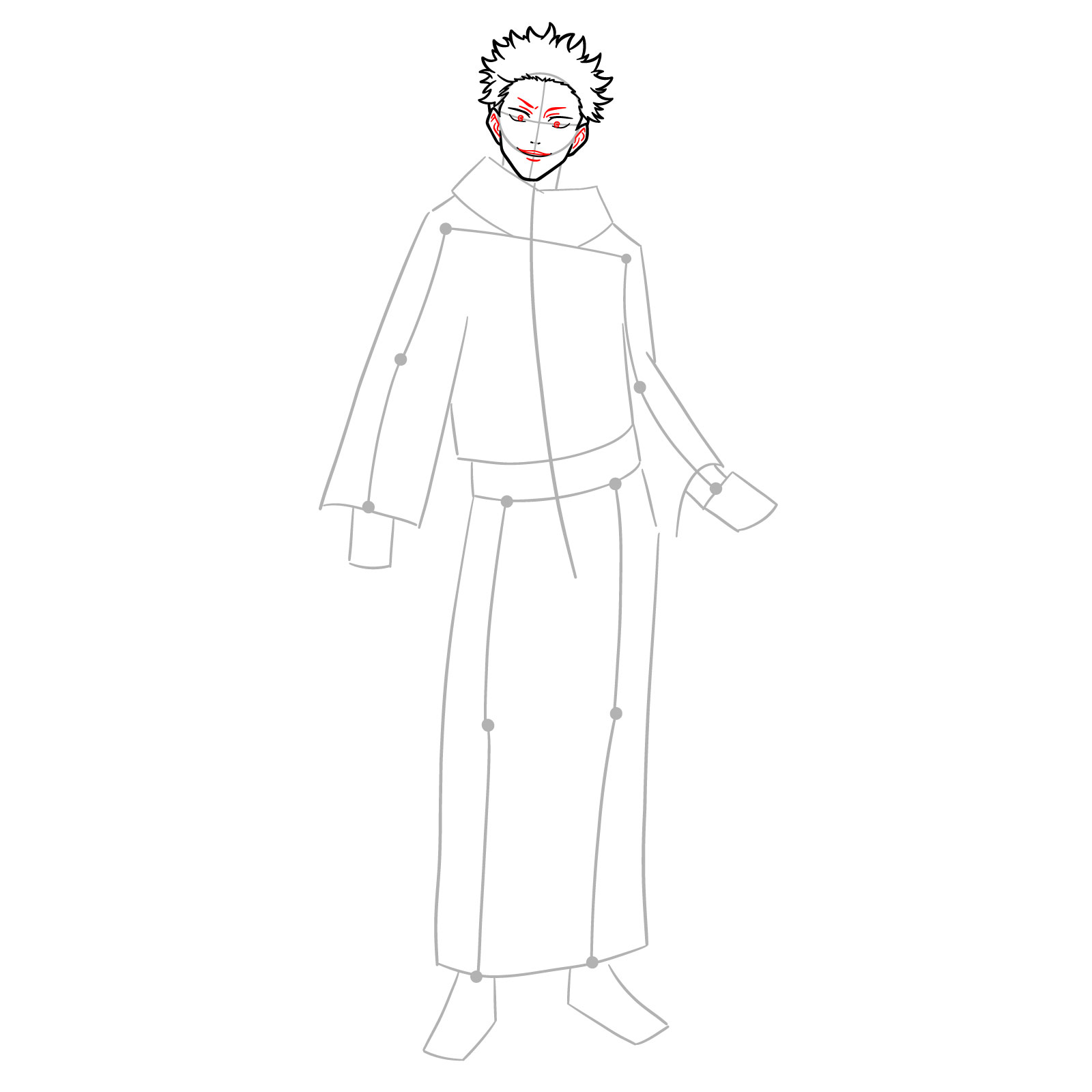 How to Draw Sukuna, the King of Curses in Full Body Pose - step 07