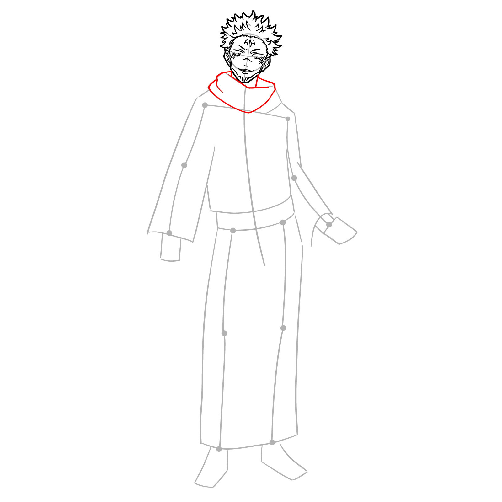 How to Draw Sukuna, the King of Curses in Full Body Pose - step 10